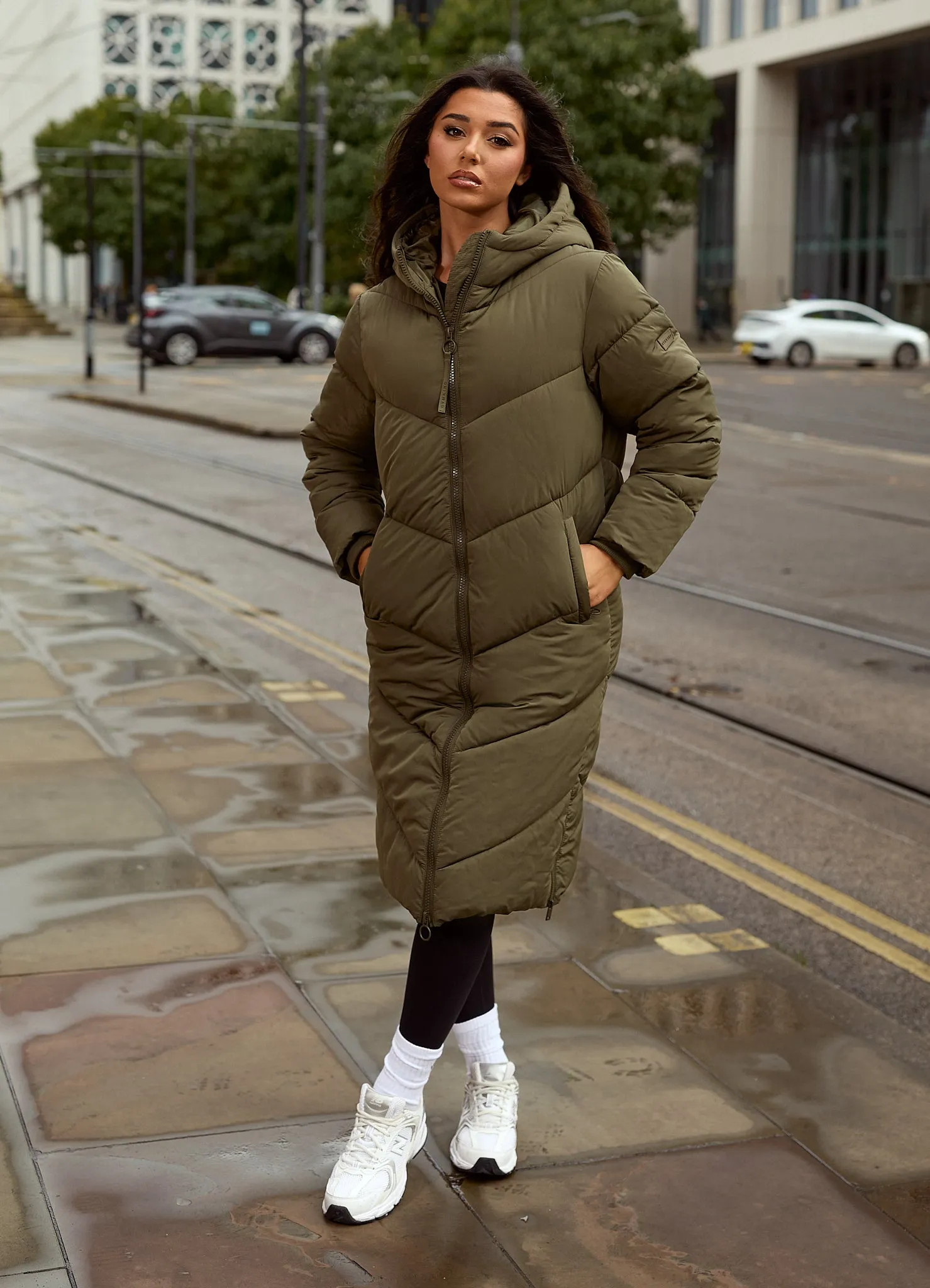 Gym King Chevron Longline Puffer - Khaki sold by The Gym King product image thumbnail 3