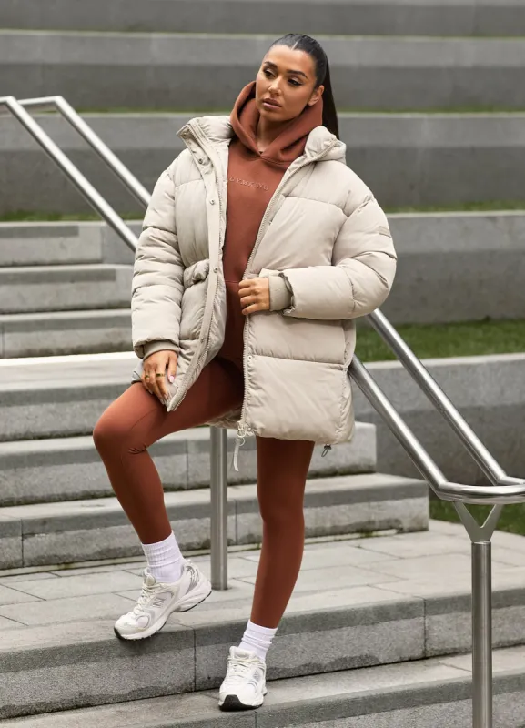 Gym King Mid Length Puffer - Champagne sold by The Gym King
