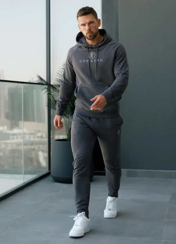 Gym King Pro Logo Fleece Hood Tracksuit - Onyx Grey sold by The Gym King