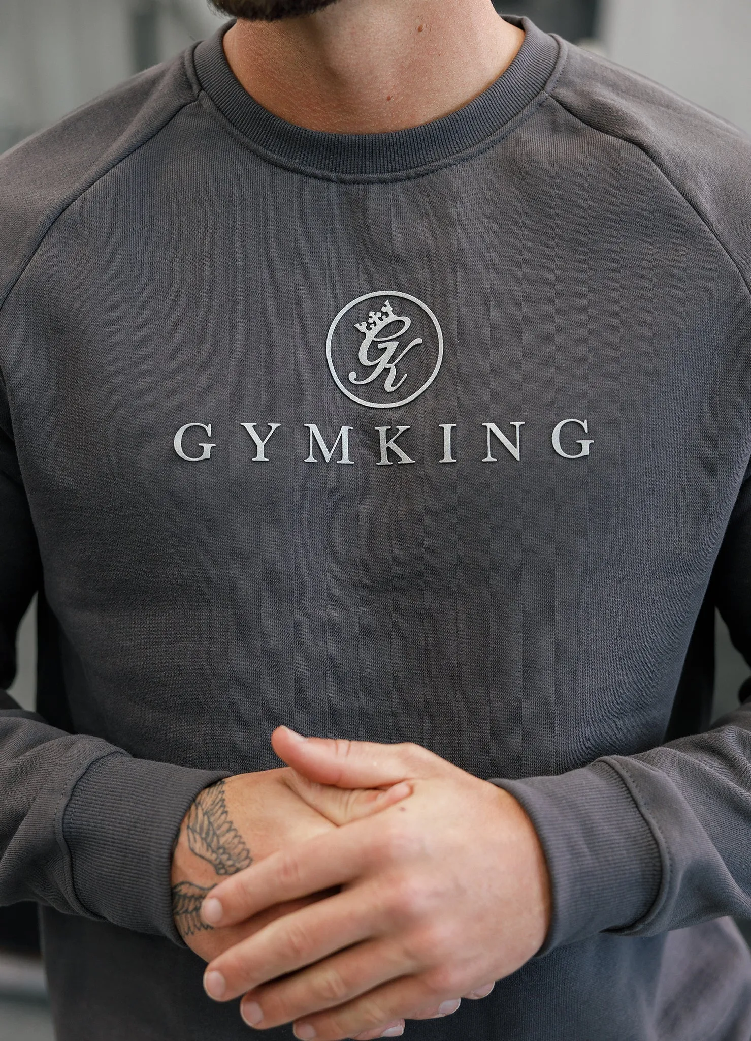 Gym King Pro Logo Fleece Crew - Onyx Grey sold by The Gym King product image thumbnail 3