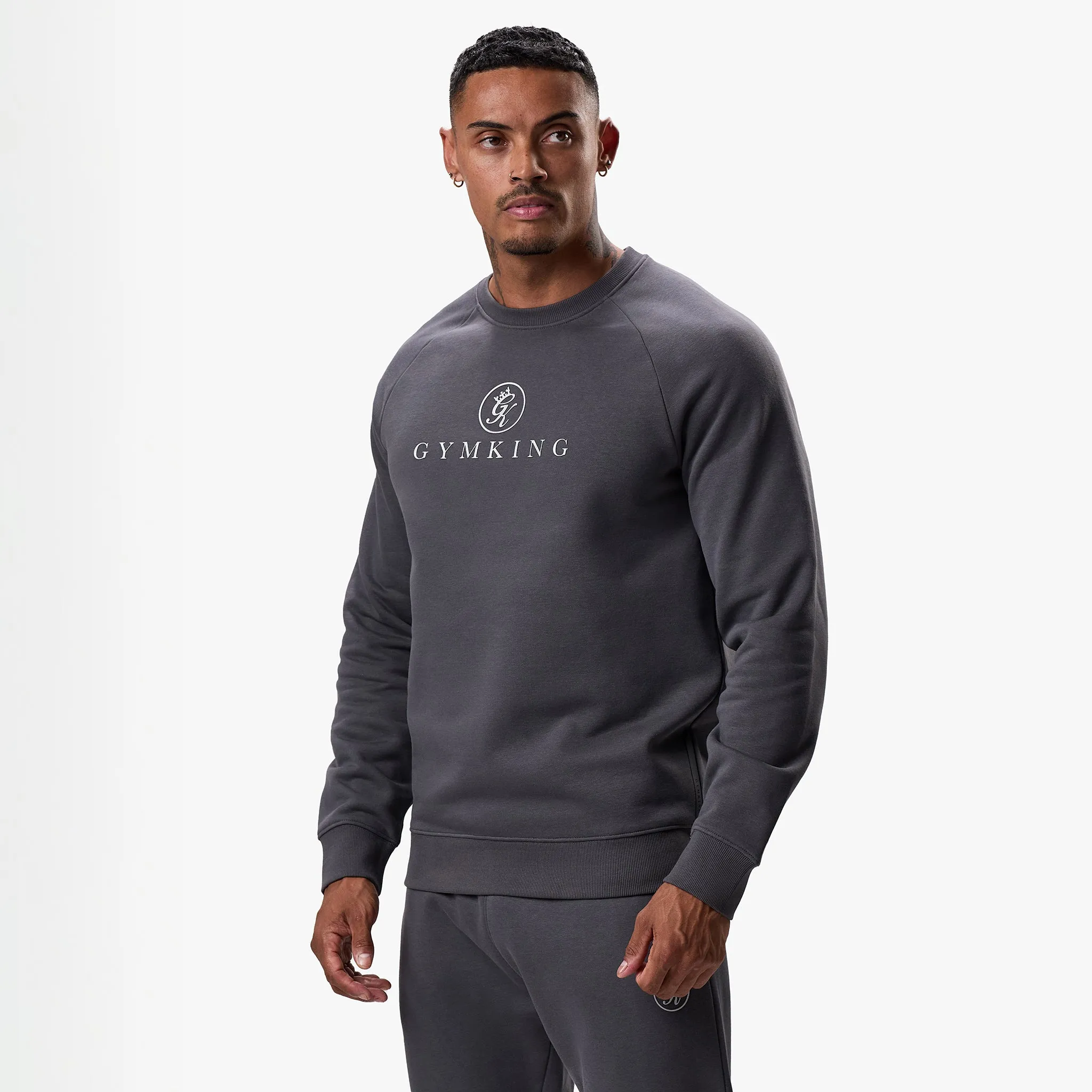 Gym King Pro Logo Fleece Crew - Onyx Grey sold by The Gym King product image thumbnail 2