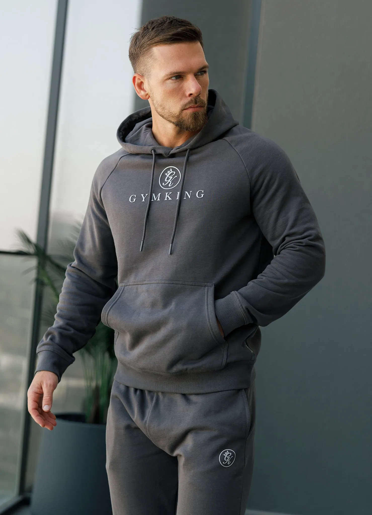 Gym King Pro Logo Fleece Hood - Onyx Grey sold by The Gym King
