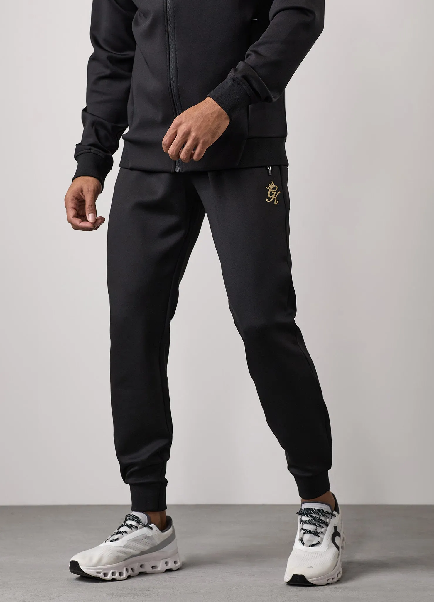 Gym King Poly Tracksuit Bottom - Black/Gold sold by The Gym King
