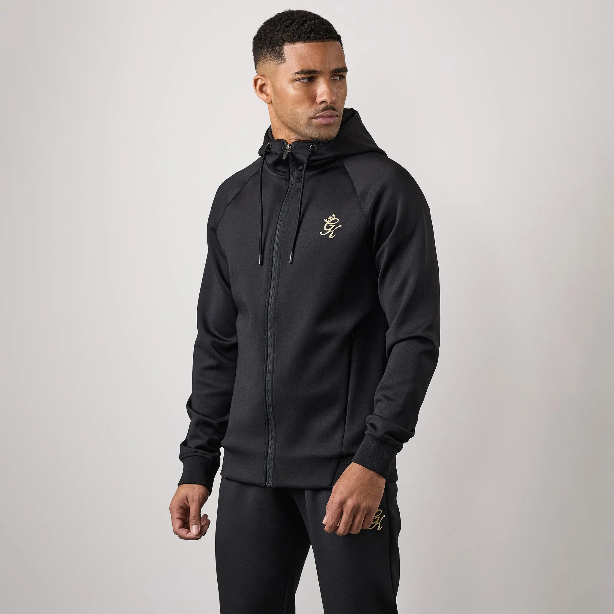 Gym King Full Zip Poly Tracksuit Top - Black/Gold sold by The Gym King product image thumbnail 2