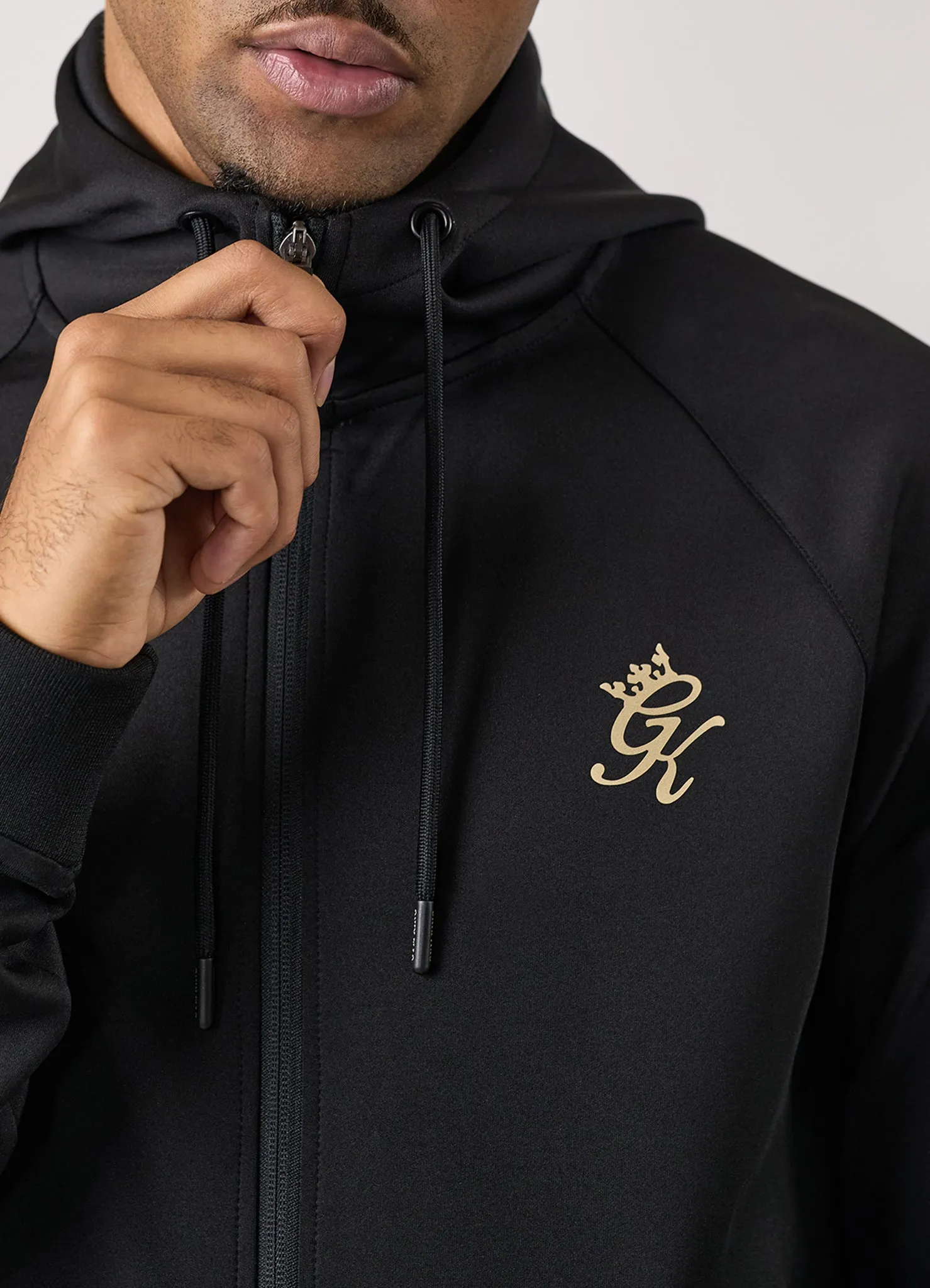 Gym King Full Zip Poly Tracksuit Top - Black/Gold sold by The Gym King product image thumbnail 5