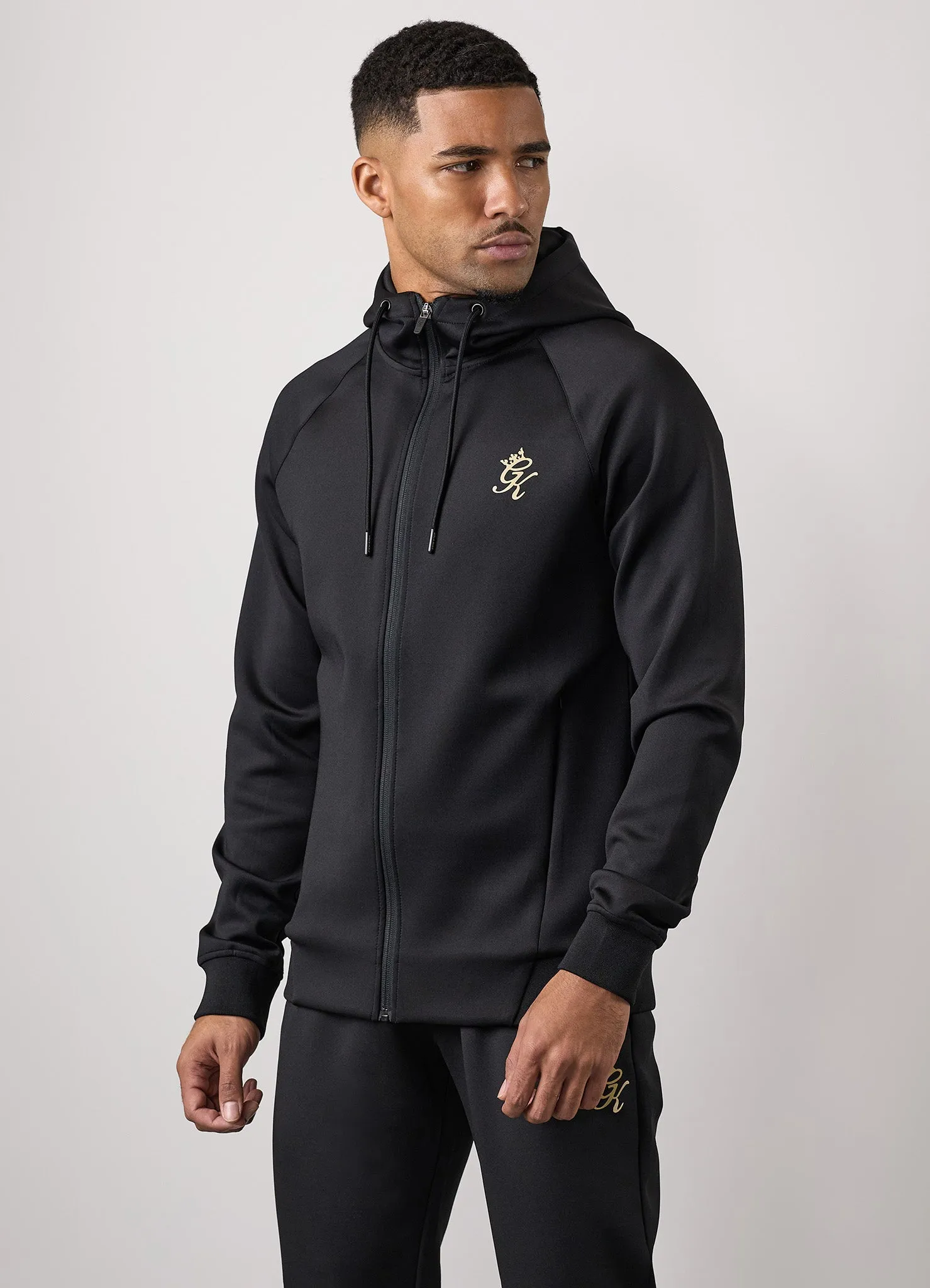 Gym King Full Zip Poly Tracksuit Top - Black/Gold sold by The Gym King