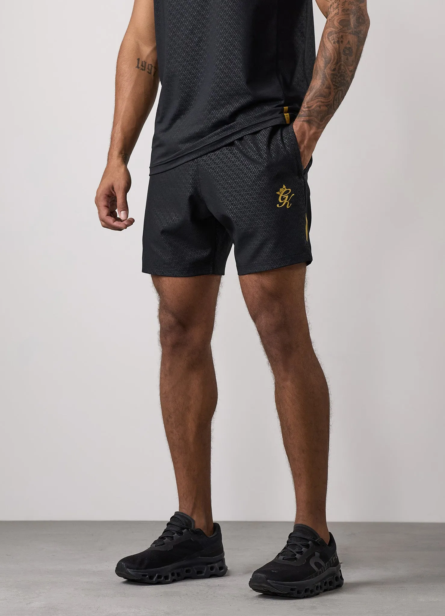 Gym King Debossed Short - Black/Gold sold by The Gym King