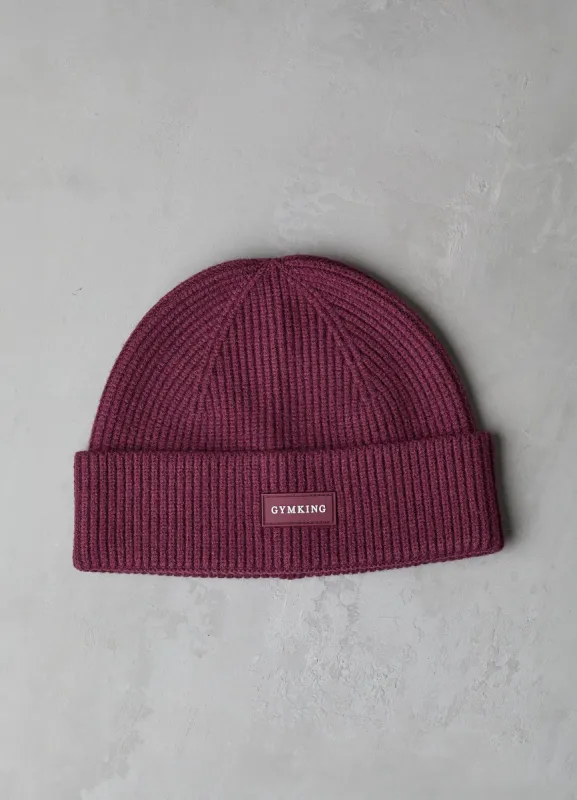 Gym King Rib Knit Beanie - Deep Plum made by The Gym King