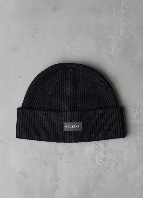 Gym King Rib Knit Beanie - Black made by The Gym King
