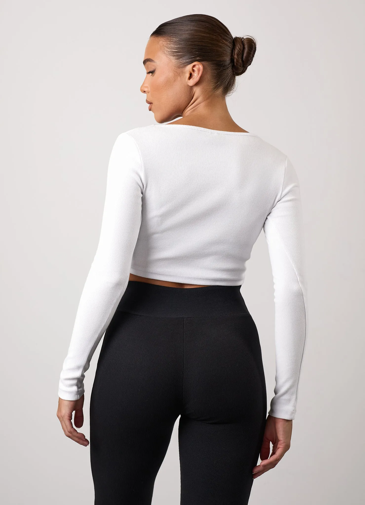 Gym King 365 Rib Long Sleeve Crop Tee - White sold by The Gym King product image thumbnail 3