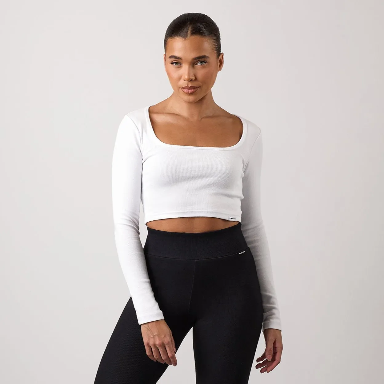Gym King 365 Rib Long Sleeve Crop Tee - White sold by The Gym King product image thumbnail 2