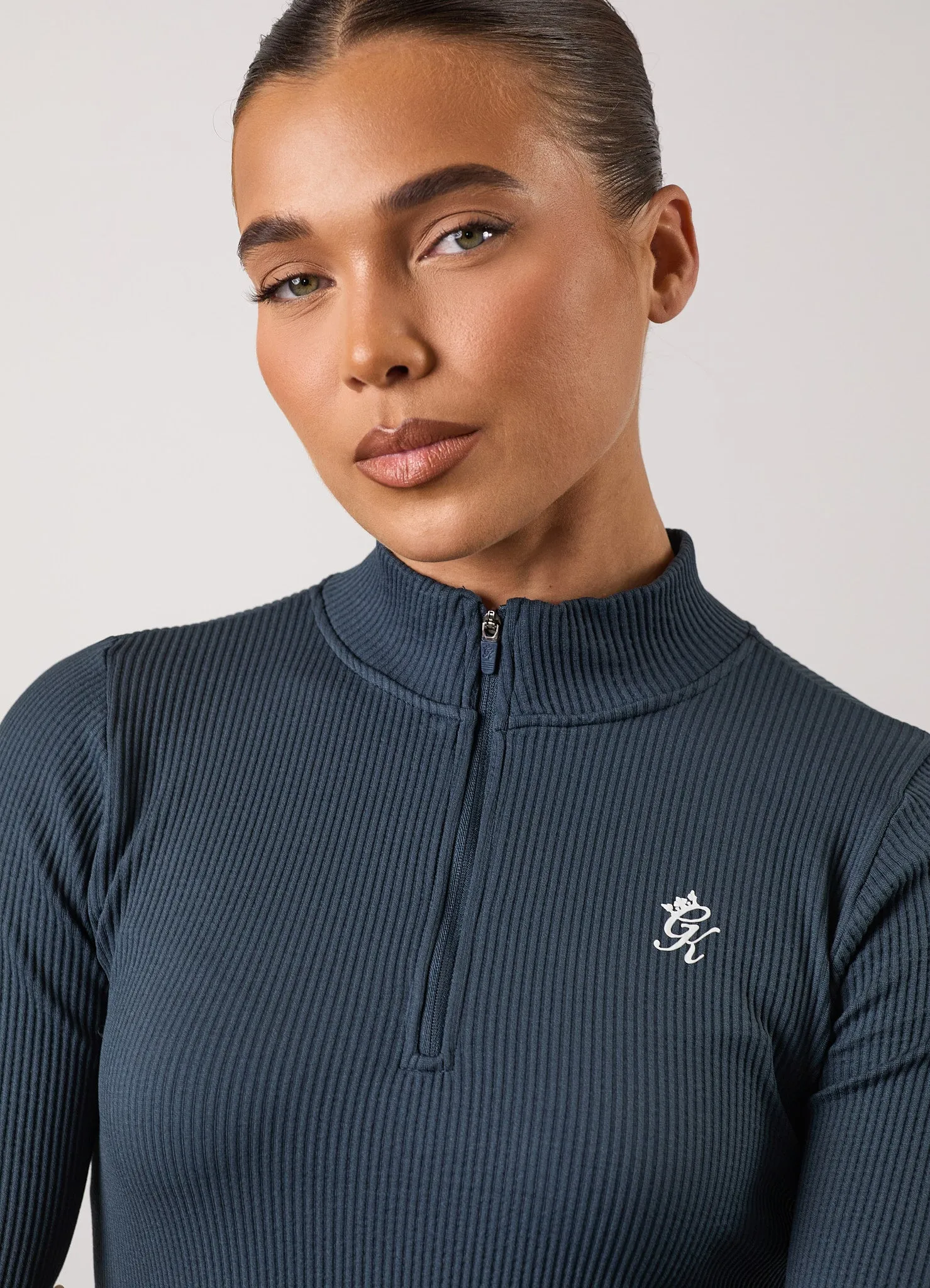 Gym King Formation Rib Longline 1/4 Zip Funnel - Deep Slate Blue sold by The Gym King product image thumbnail 4