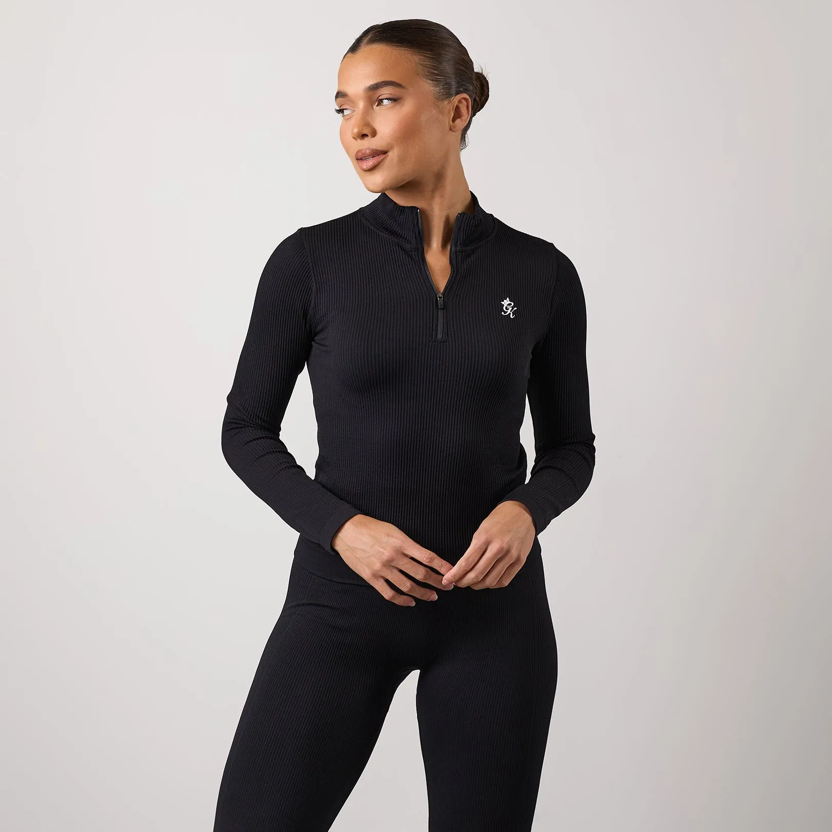 Gym King Formation Rib Longline 1/4 Zip Funnel - Black sold by The Gym King product image thumbnail 2