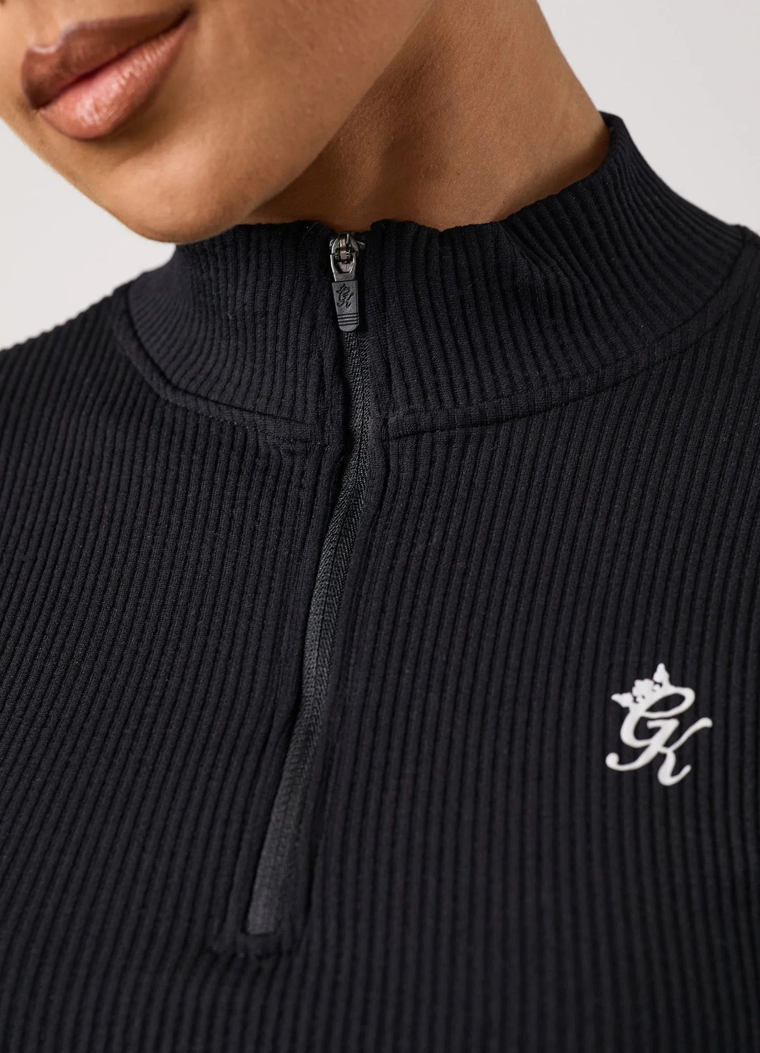 Gym King Formation Rib Longline 1/4 Zip Funnel - Black sold by The Gym King product image thumbnail 4