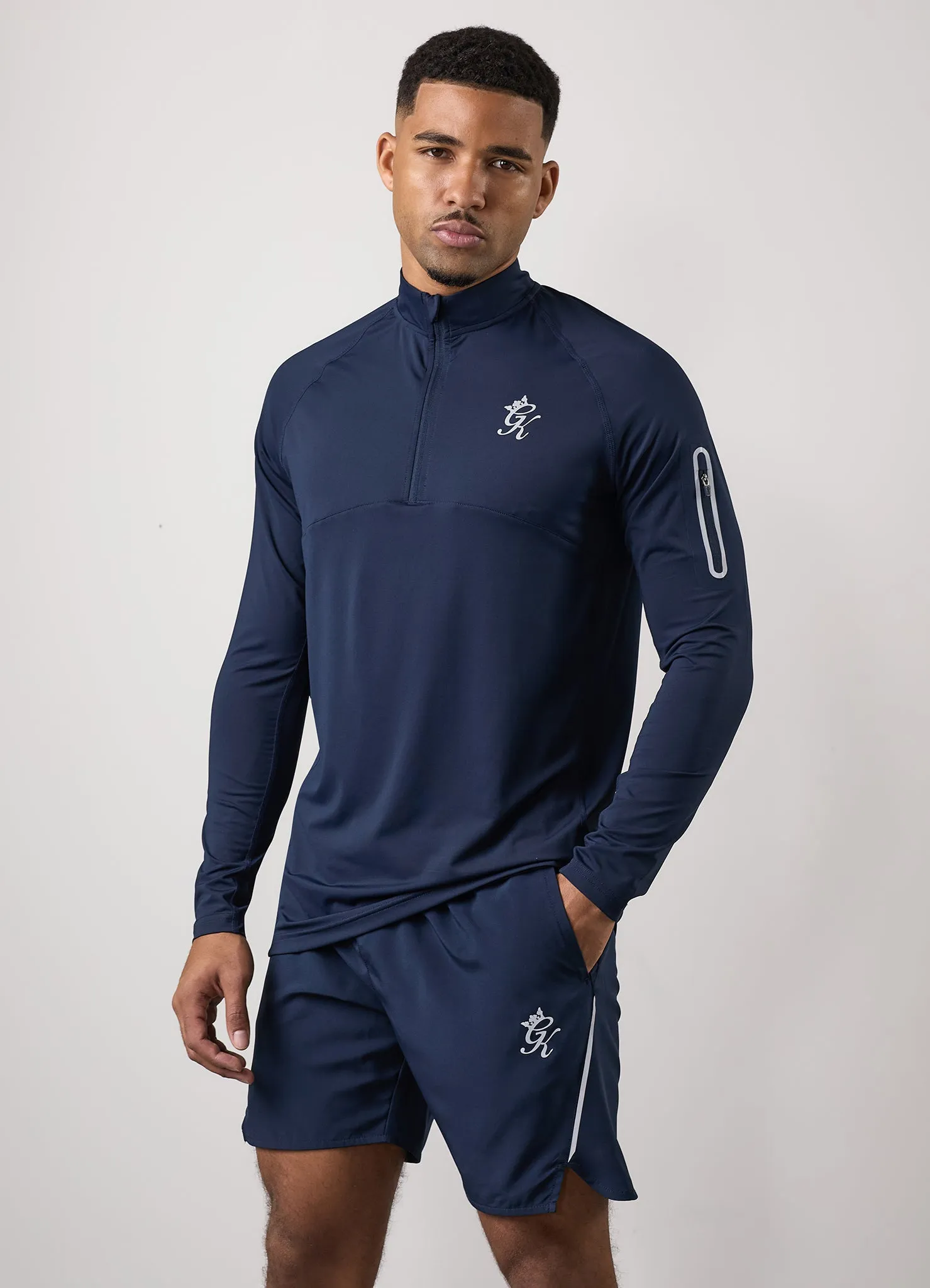 Gym King Flex 1/4 Zip Funnel - Dark Navy/Silver sold by The Gym King