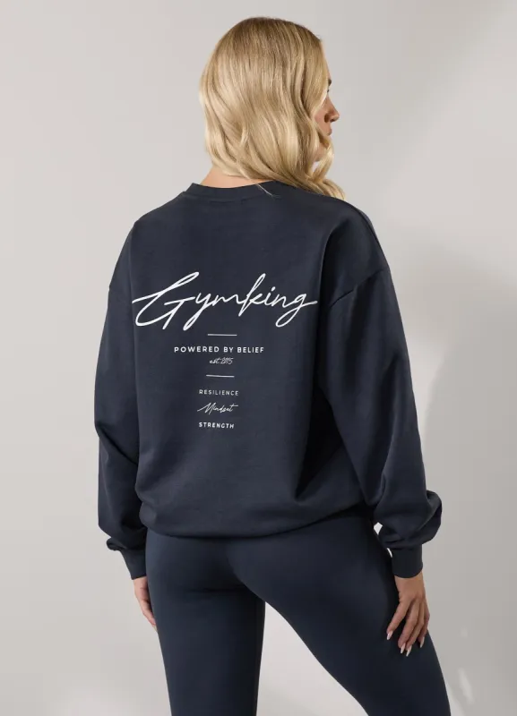 Gym King Reset Oversized Crew - Midnight Blue sold by The Gym King