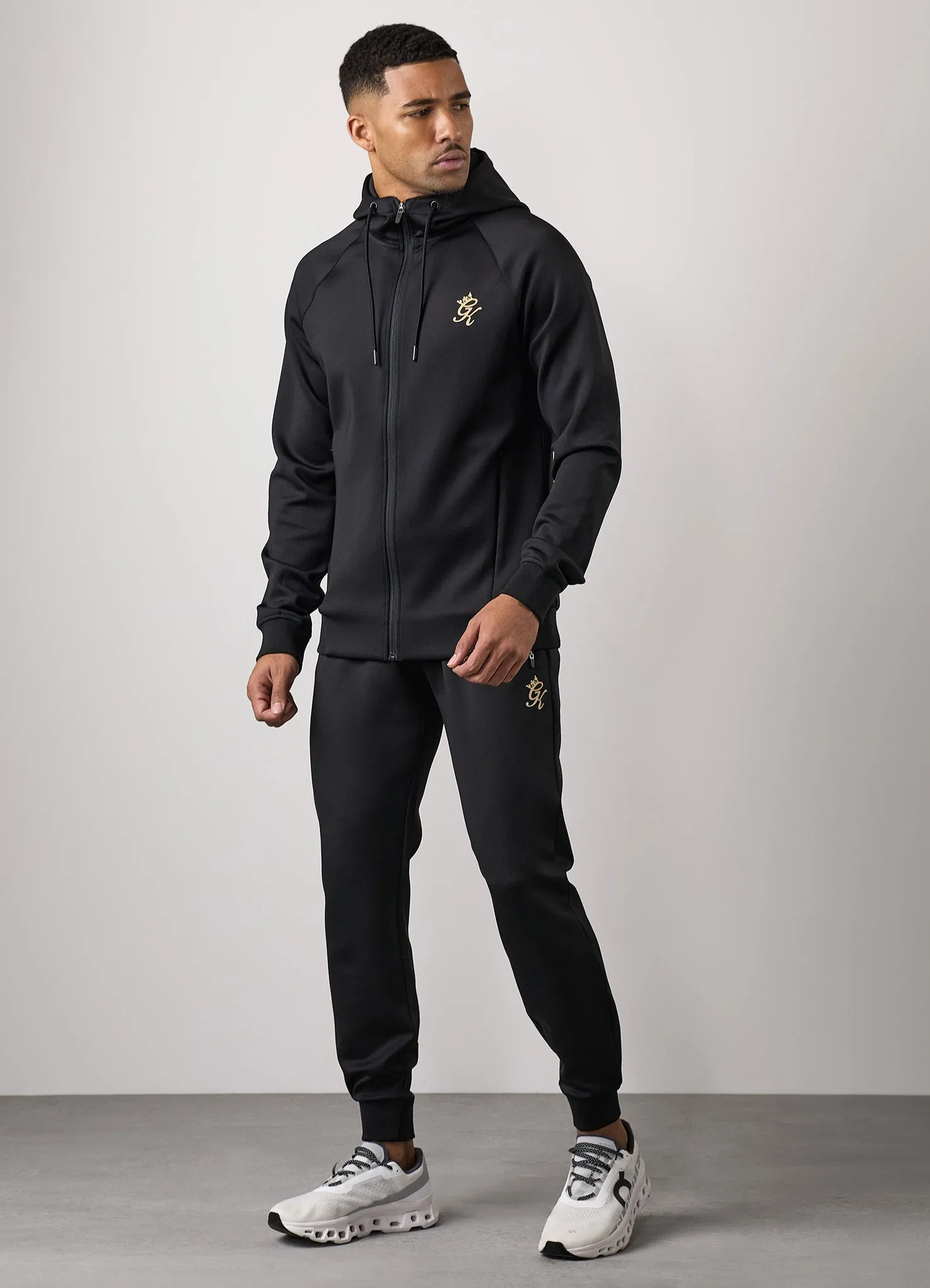 Gym King Full Zip Poly Tracksuit - Black/Gold sold by The Gym King