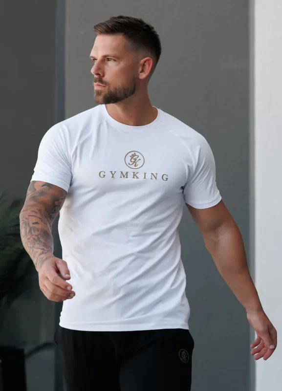 Gym King Pro Logo Tee - White/Gold sold by The Gym King