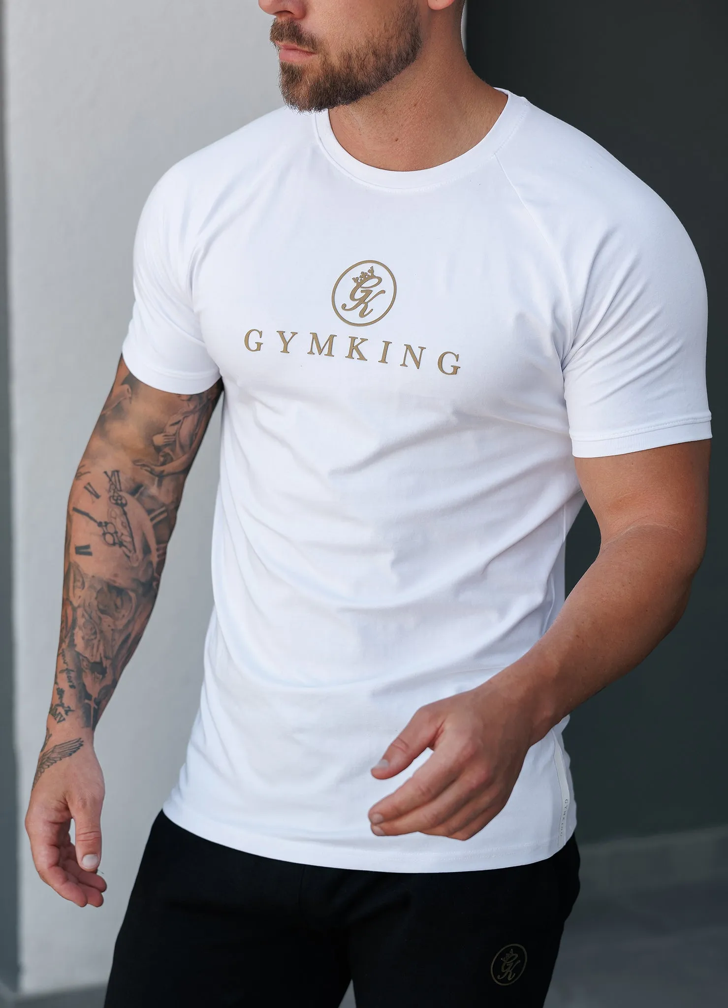 Gym King Pro Tee - White/Gold sold by The Gym King product image thumbnail 4