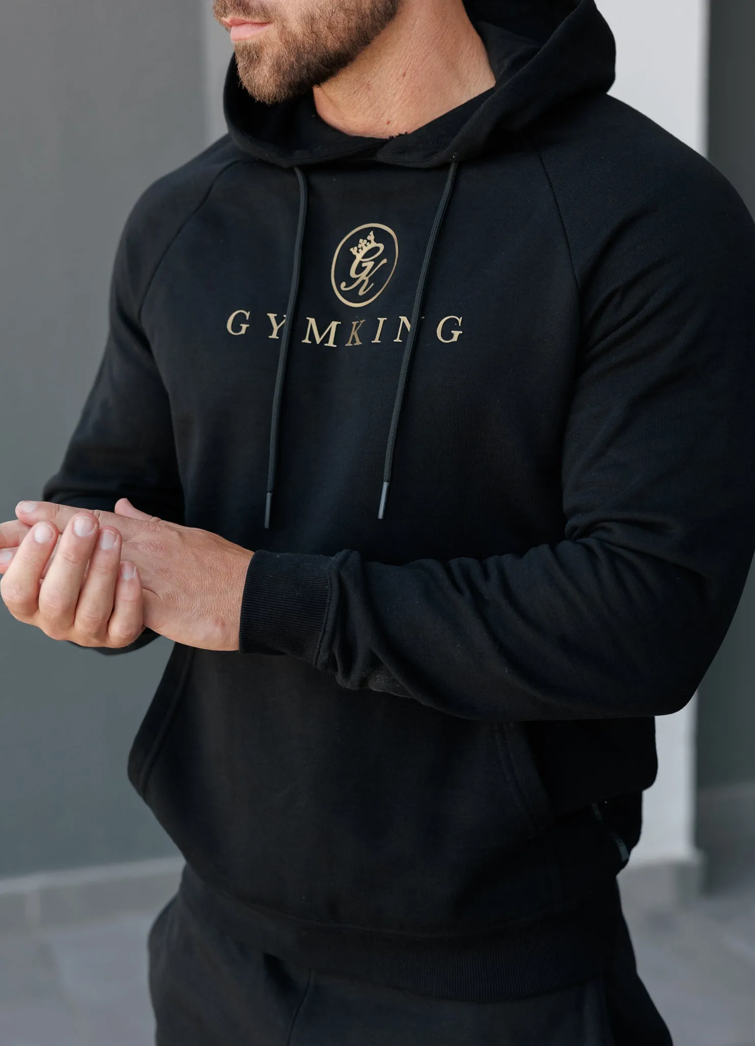 Gym King Pro Logo Fleece Hood Tracksuit - Black/Gold sold by The Gym King product image thumbnail 4
