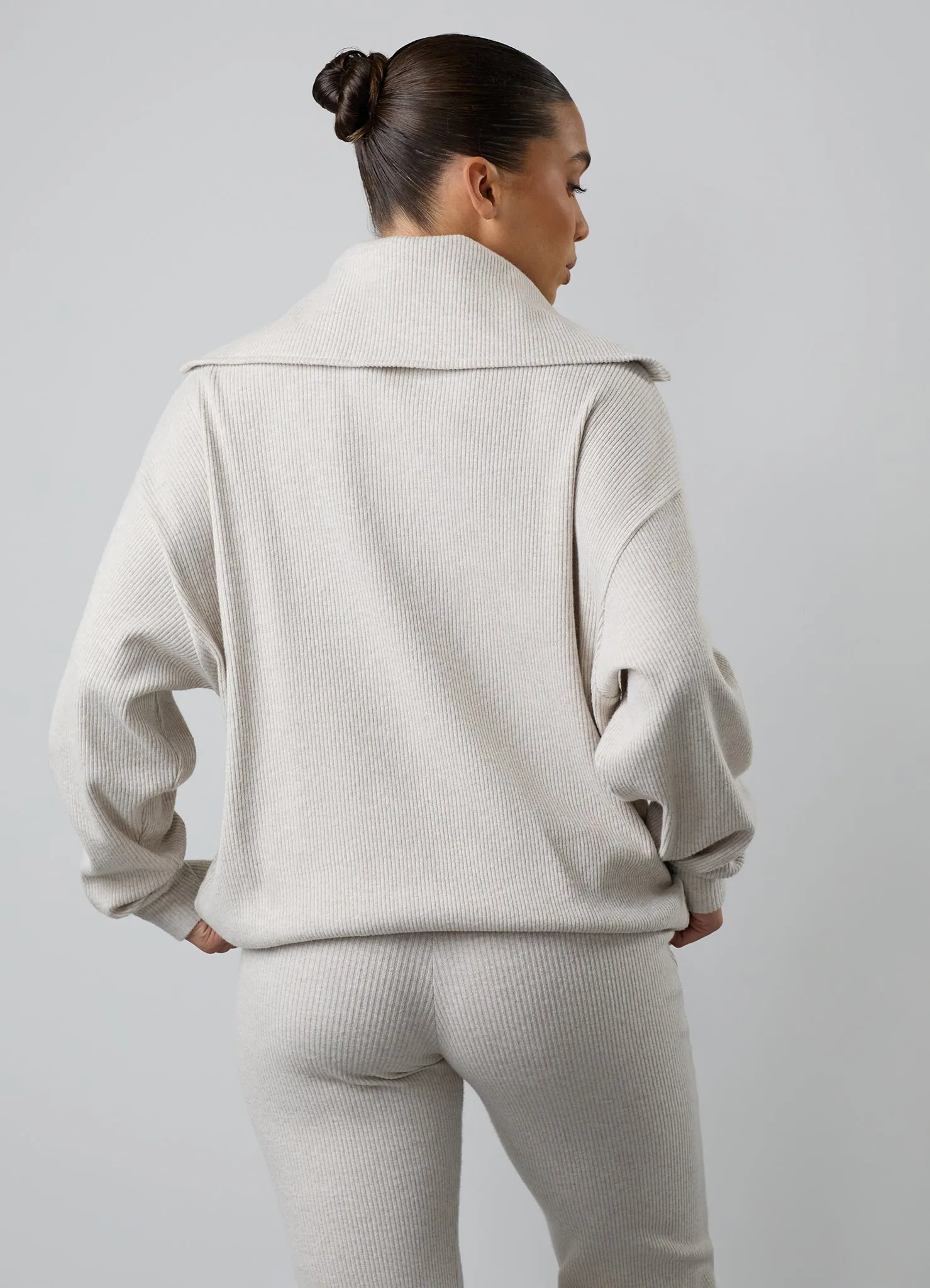 Gym King Serenity High Neck Funnel Tracksuit - Light Oatmeal Marl sold by The Gym King product image thumbnail 4