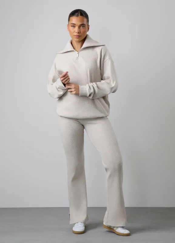Gym King Serenity High Neck Funnel Tracksuit - Light Oatmeal Marl sold by The Gym King