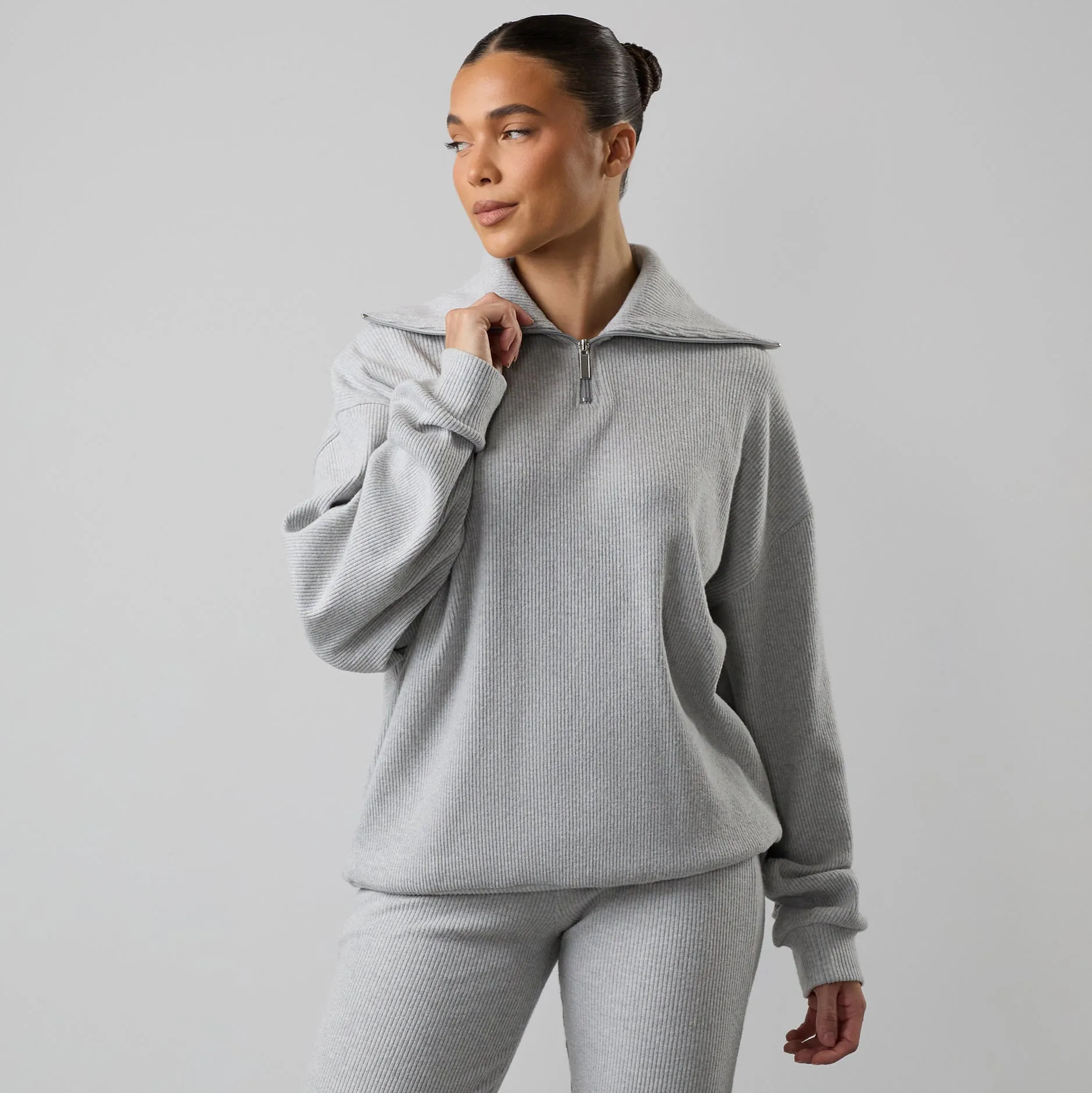 Gym King Serenity Rib High Neck Funnel - Grey Marl sold by The Gym King product image thumbnail 2