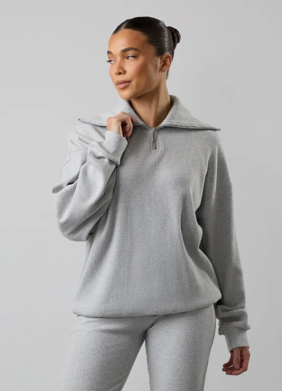 Gym King Serenity Rib High Neck Funnel - Grey Marl sold by The Gym King