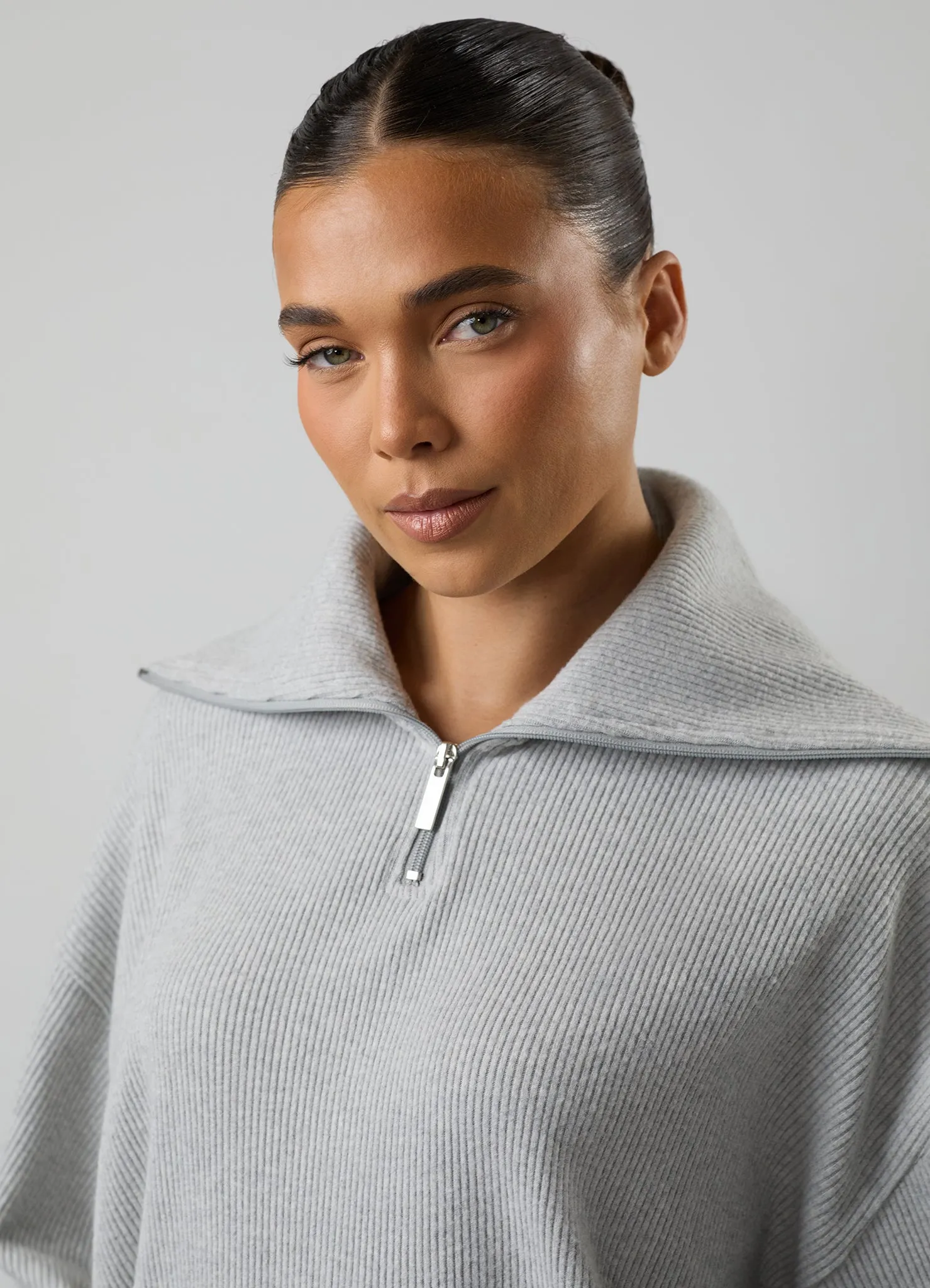 Gym King Serenity Rib High Neck Funnel - Grey Marl sold by The Gym King product image thumbnail 4