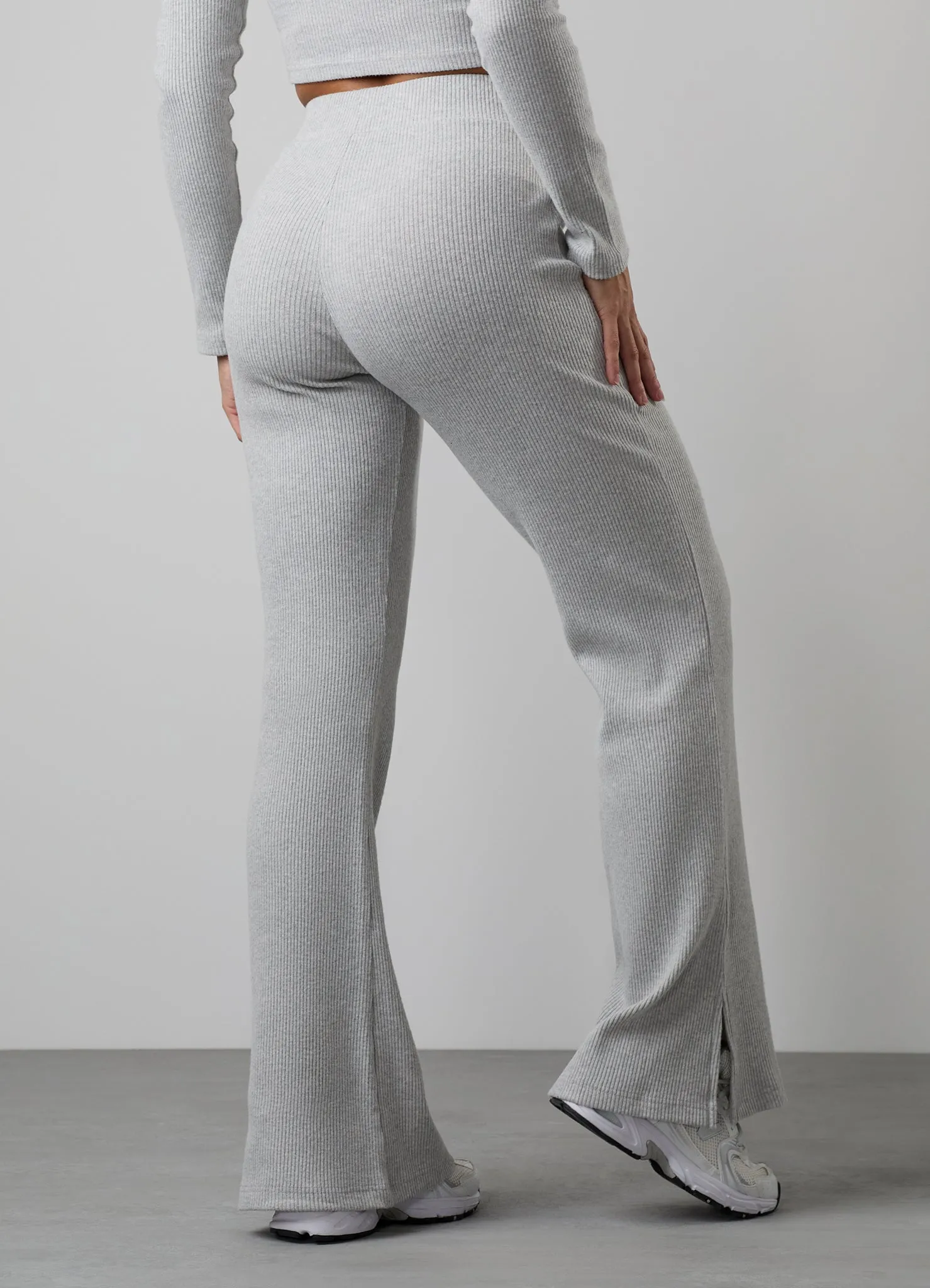 Gym King Serenity Rib Flared Split Hem Trouser - Grey Marl sold by The Gym King product image thumbnail 3
