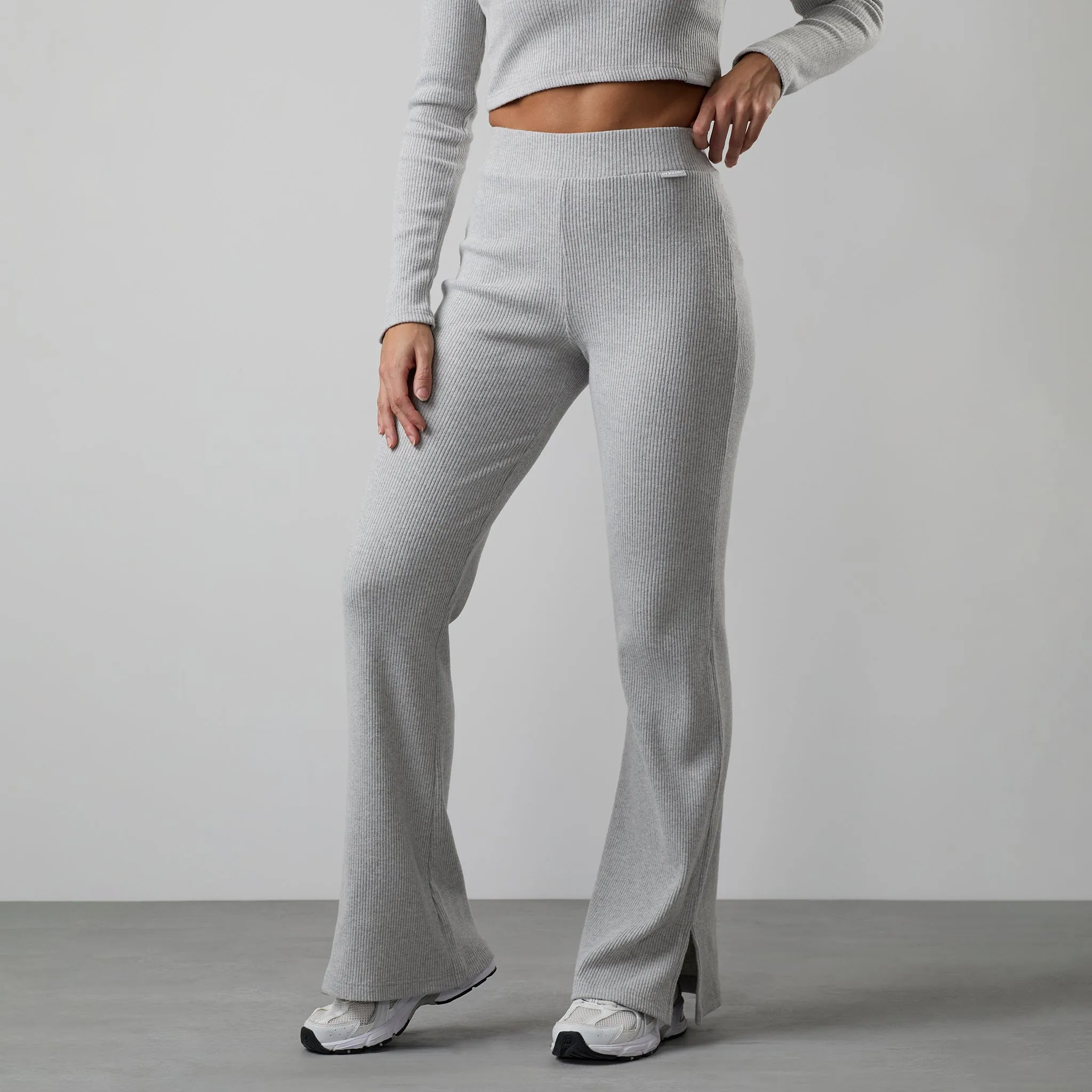 Gym King Serenity Rib Flared Split Hem Trouser - Grey Marl sold by The Gym King product image thumbnail 2