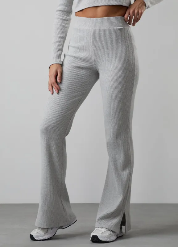 Gym King Serenity Rib Flared Split Hem Trouser - Grey Marl sold by The Gym King