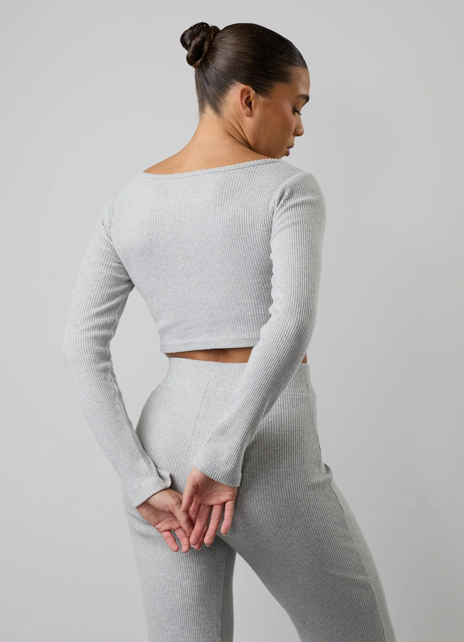 Gym King Serenity Rib Square Neck Long Sleeve Tee - Grey Marl sold by The Gym King product image thumbnail 3