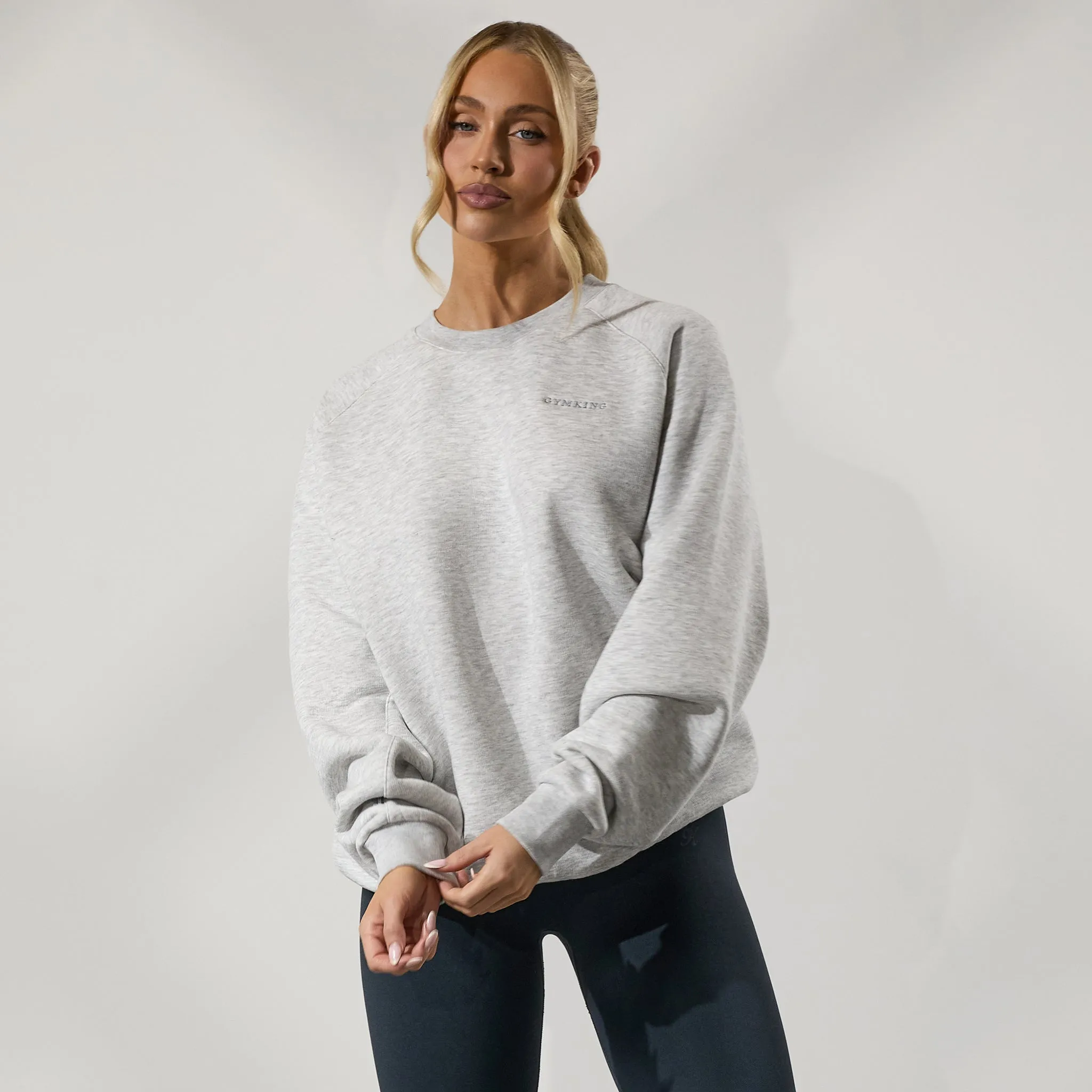 Gym King 365 Raglan Sleeve Crew - Snow Marl sold by The Gym King product image thumbnail 2