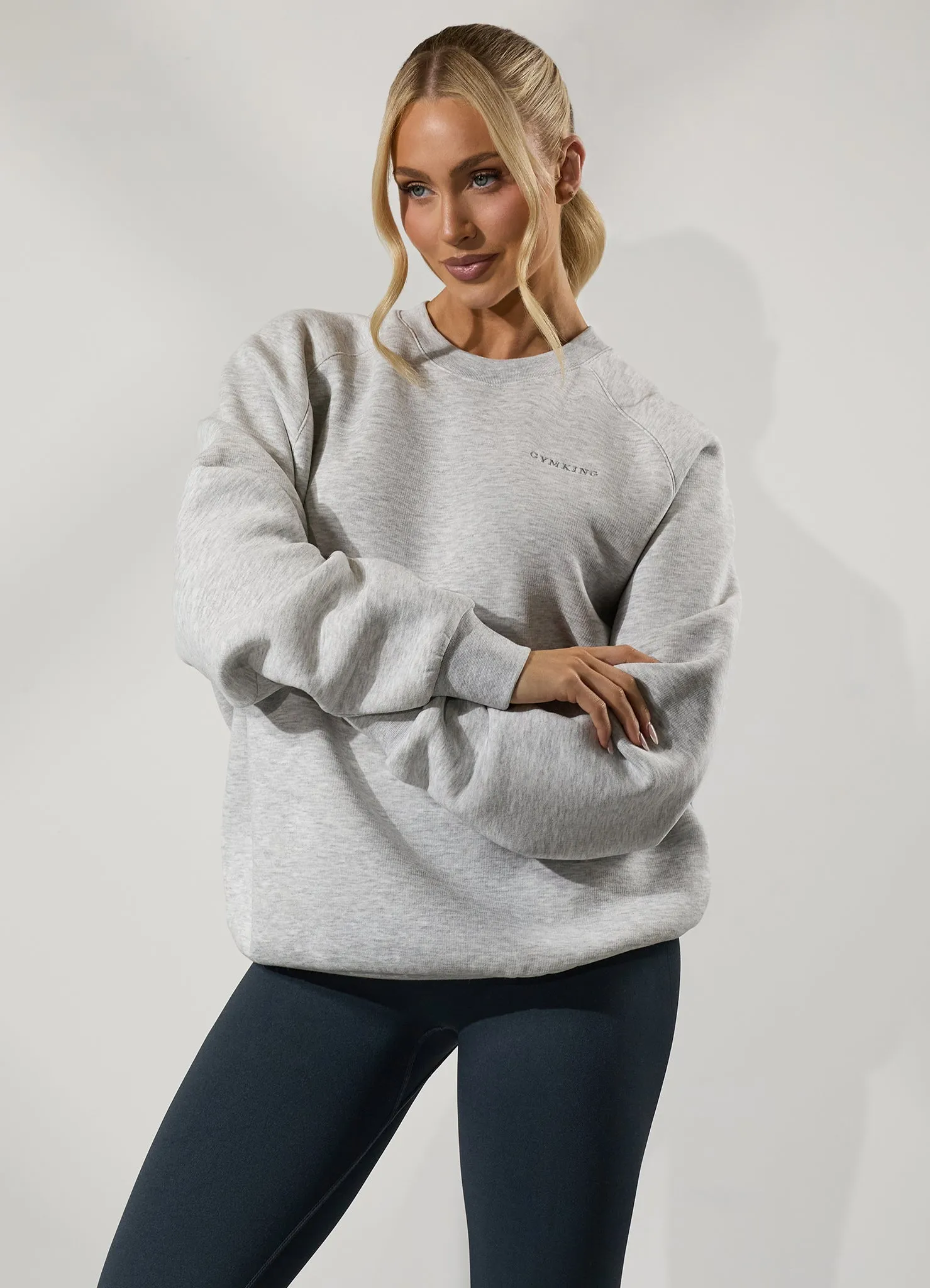 Gym King 365 Raglan Sleeve Crew - Snow Marl sold by The Gym King