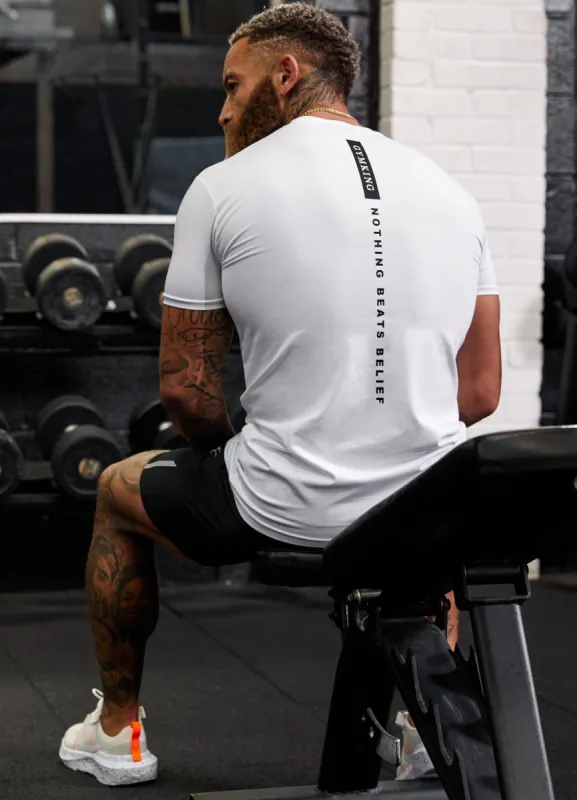 Gym King Nothing Beats Belief Tee - White sold by The Gym King