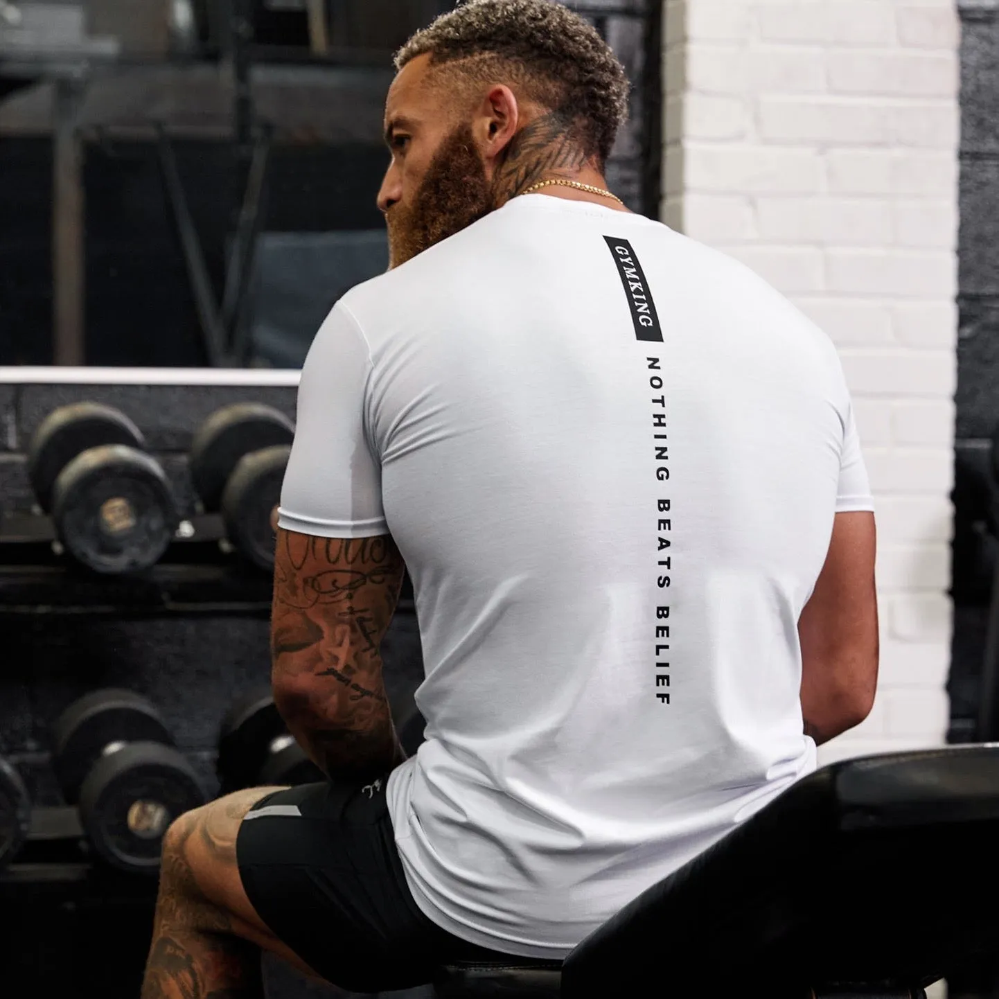 Gym King Nothing Beats Belief Tee - White sold by The Gym King product image thumbnail 2