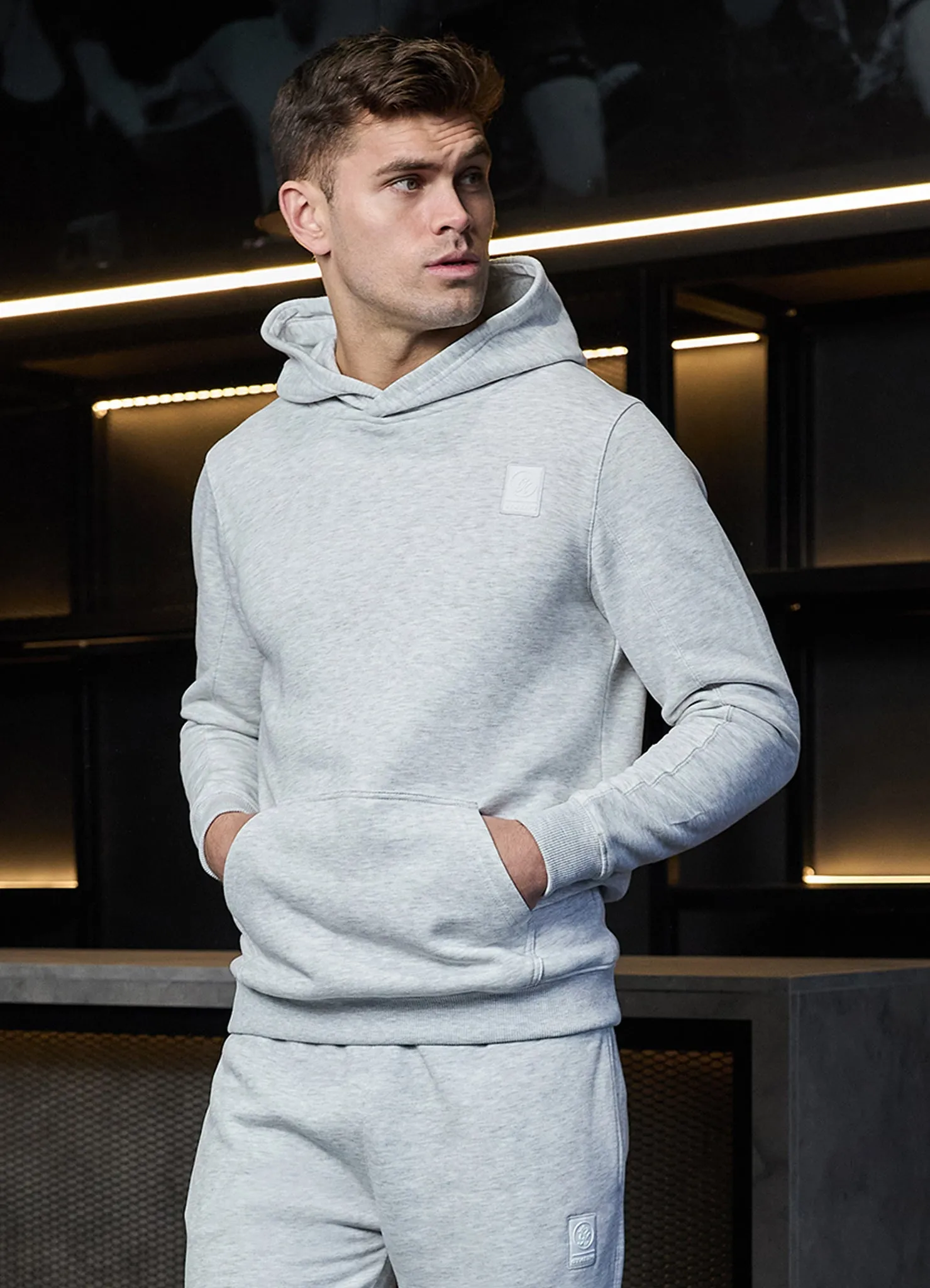 Gym King Emblem Fleece Hood - Snow Marl sold by The Gym King