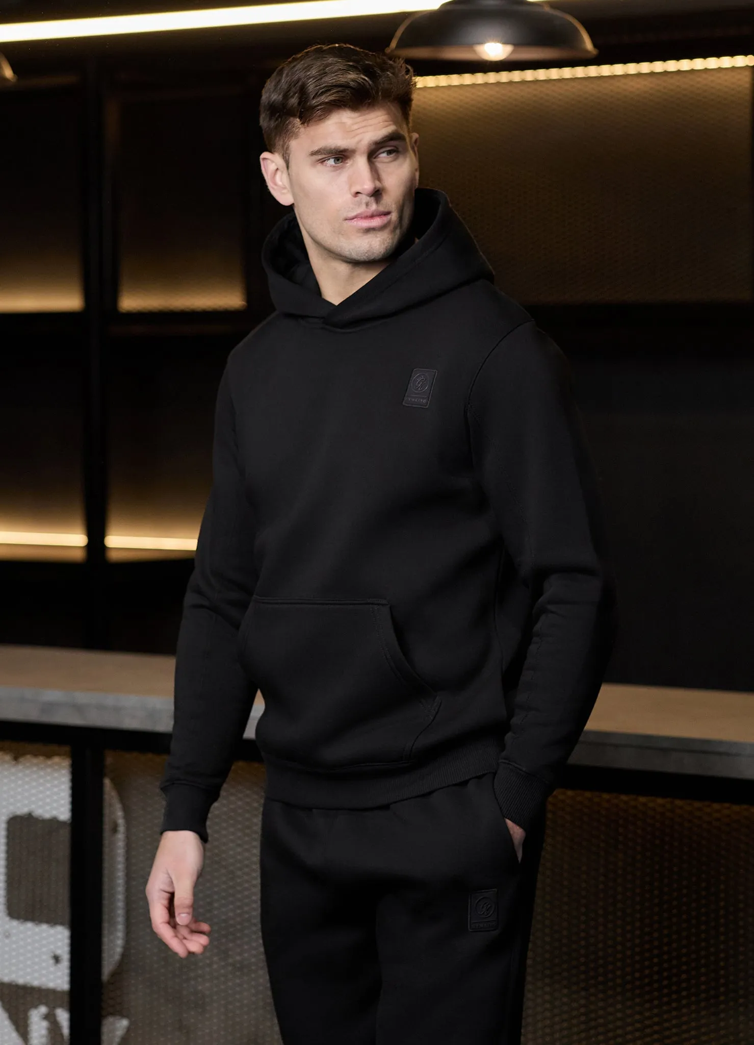 Gym King Emblem Fleece Hood - Black sold by The Gym King