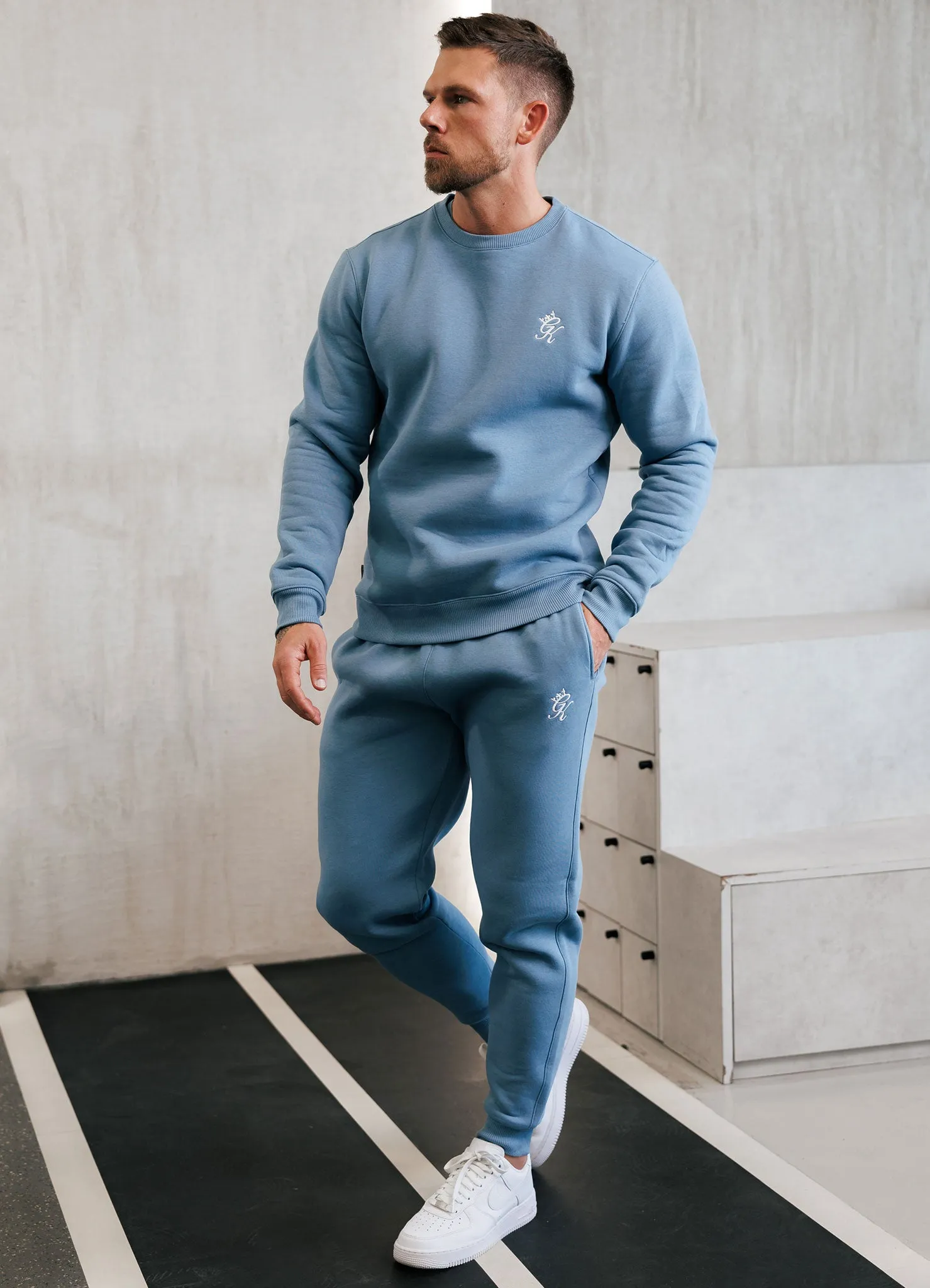 Gym King Fundamental Fleece Crew Tracksuit - Blue Shadow sold by The Gym King