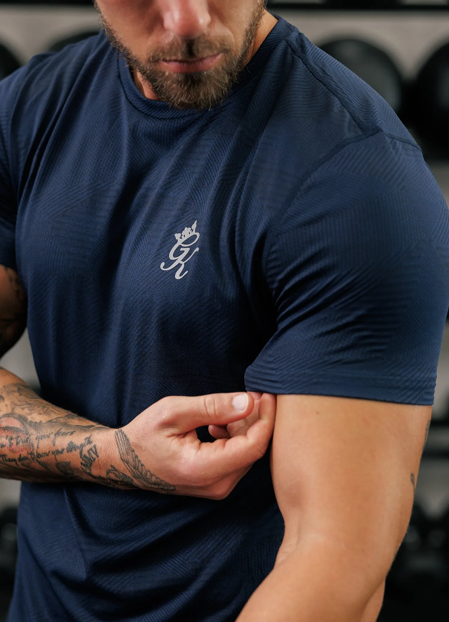 Gym King Geometric Knit Tee - Navy sold by The Gym King product image thumbnail 3