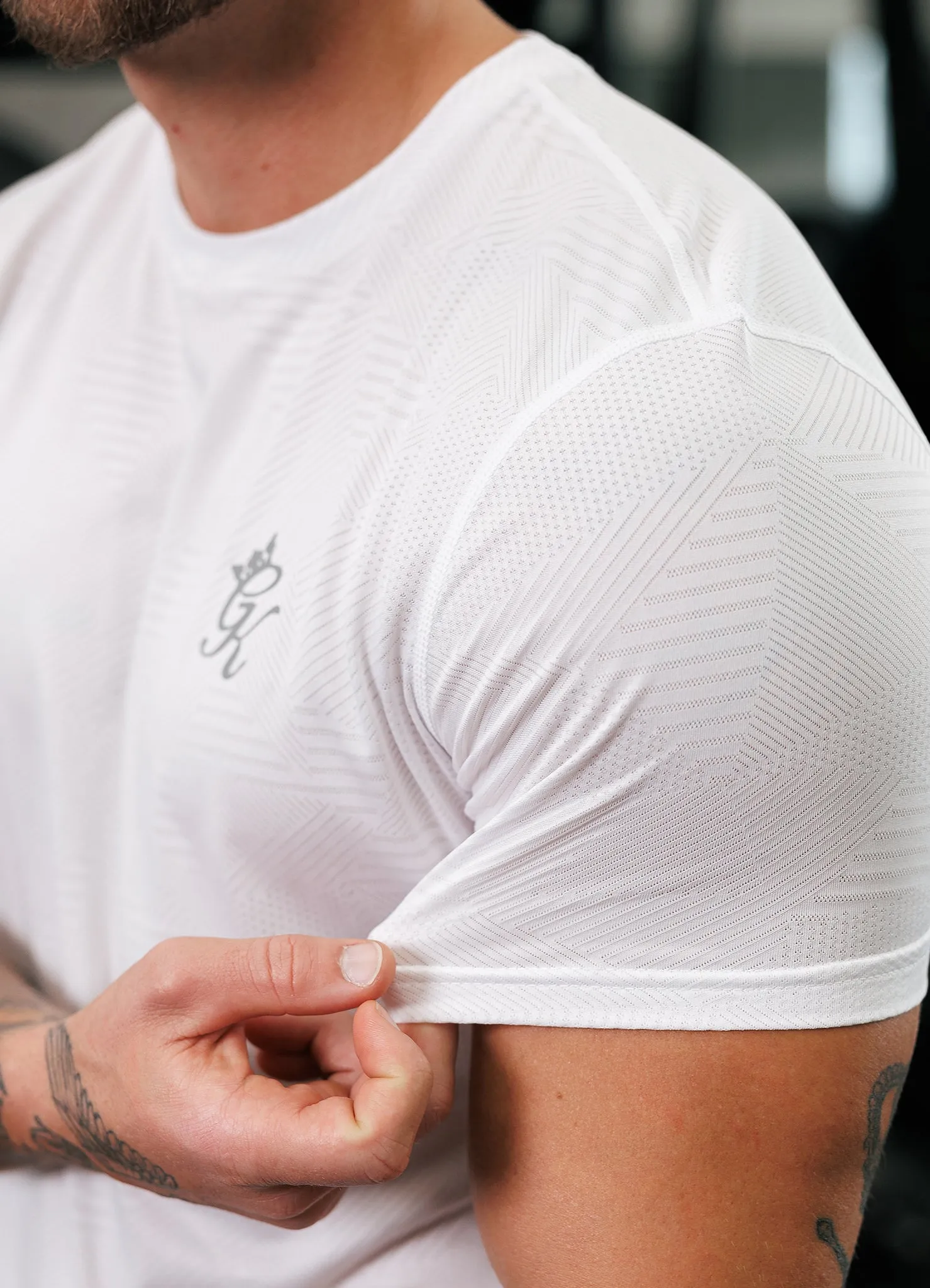 Gym King Geometric Knit Tee - White sold by The Gym King product image thumbnail 3