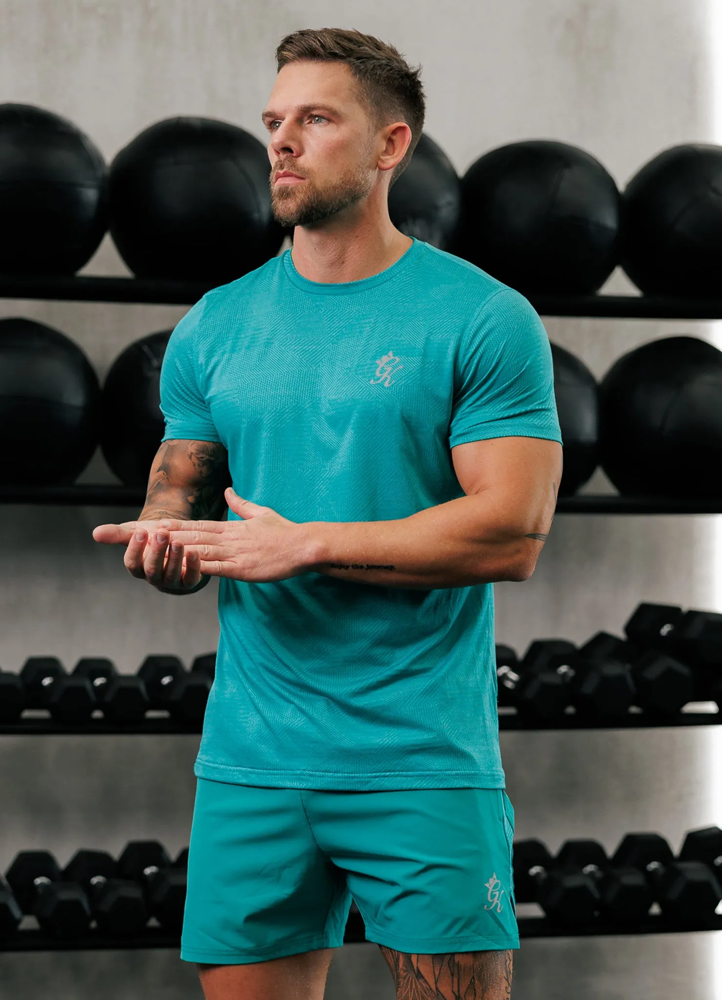 Gym King Geometric Knit Tee - Ultra Marine Green sold by The Gym King product image thumbnail 4
