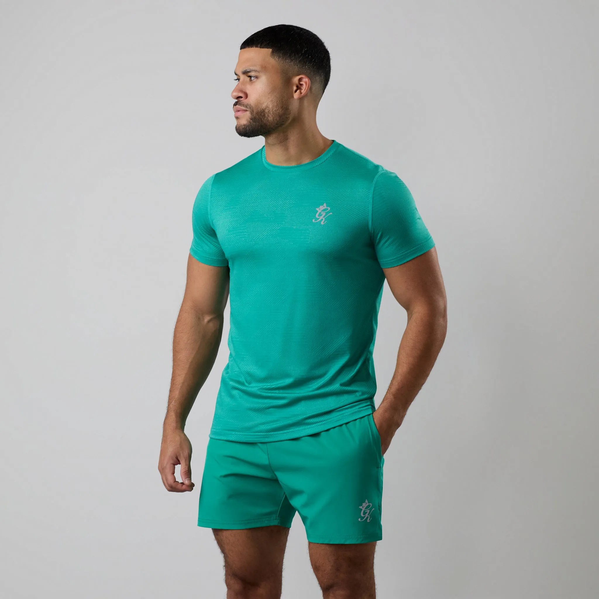 Gym King Geometric Knit Tee - Ultra Marine Green sold by The Gym King product image thumbnail 2