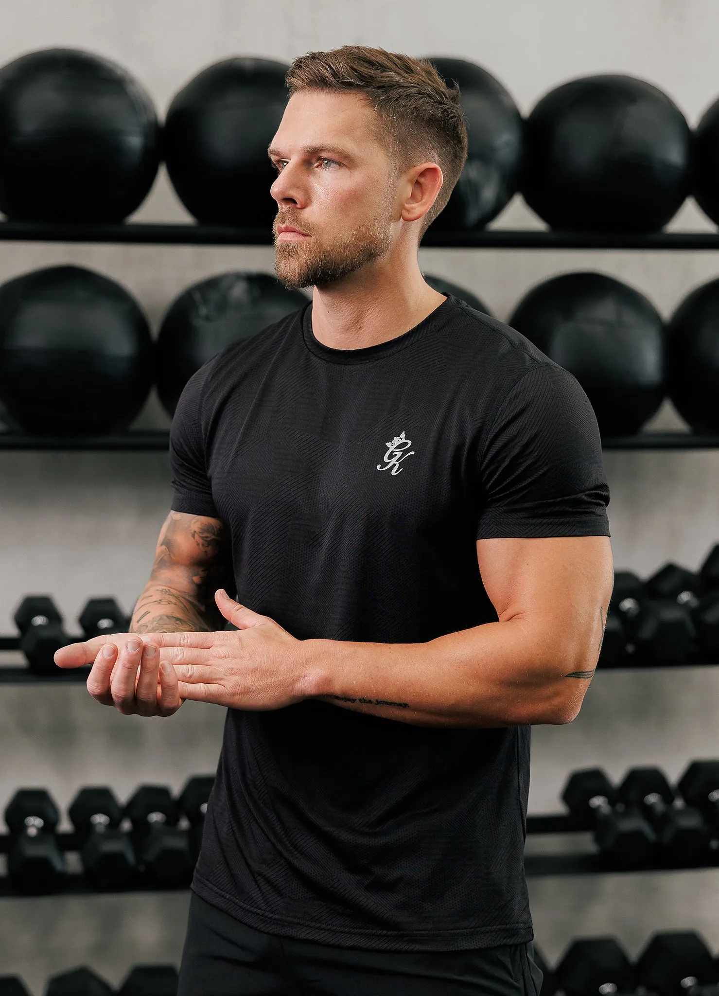 Gym King Geometric Knit Tee - Black sold by The Gym King