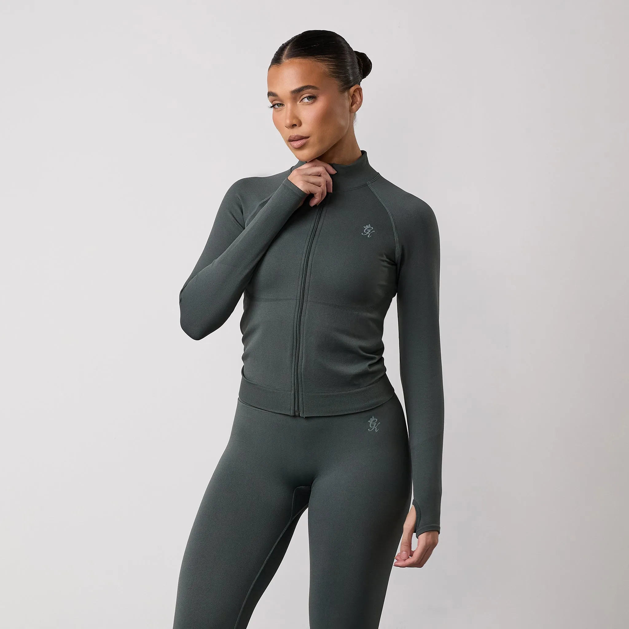 Gym King Sculpt Seamless Full Zip - Green Smoke sold by The Gym King product image thumbnail 2