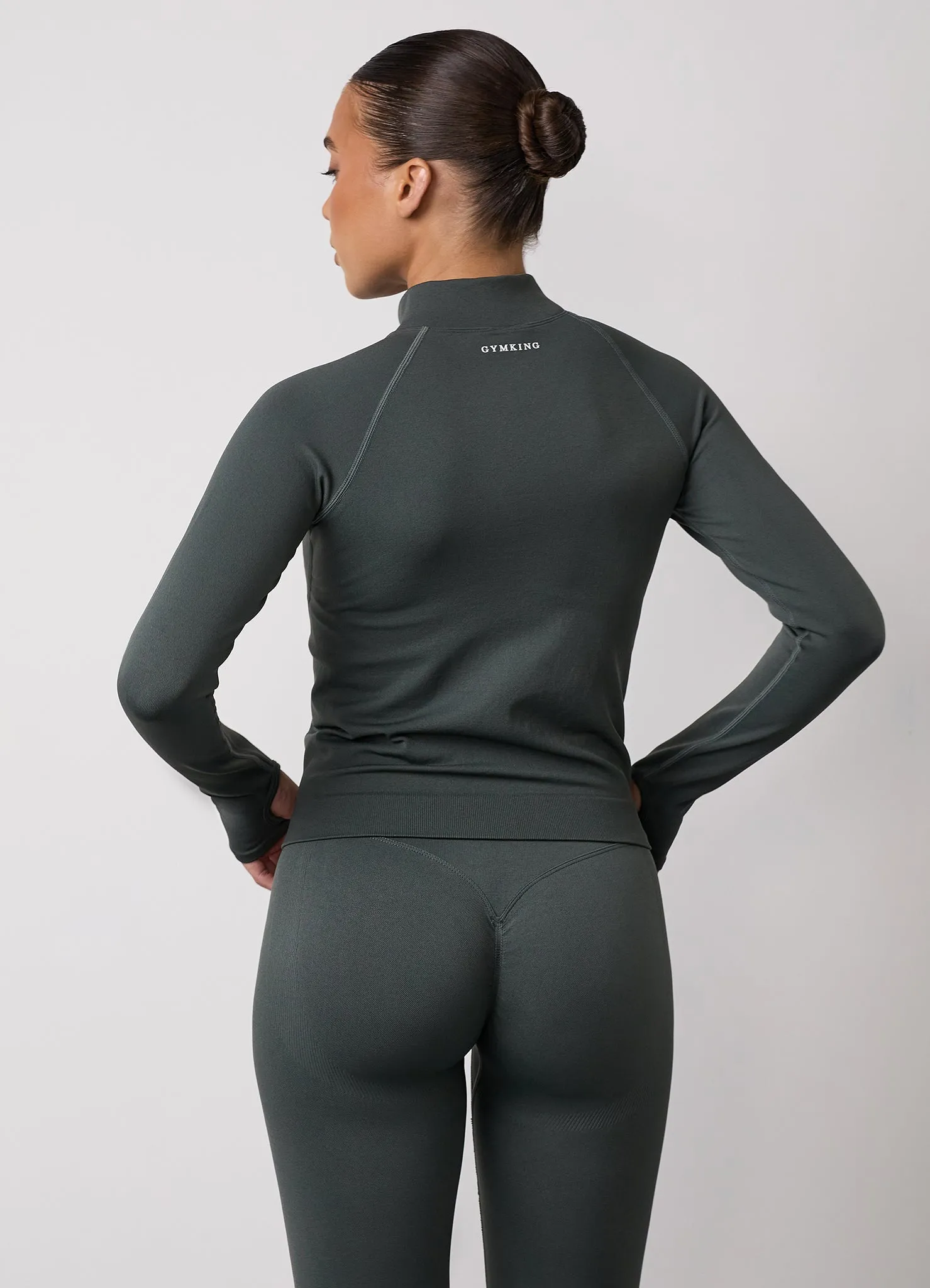Gym King Sculpt Seamless Full Zip - Green Smoke sold by The Gym King product image thumbnail 3