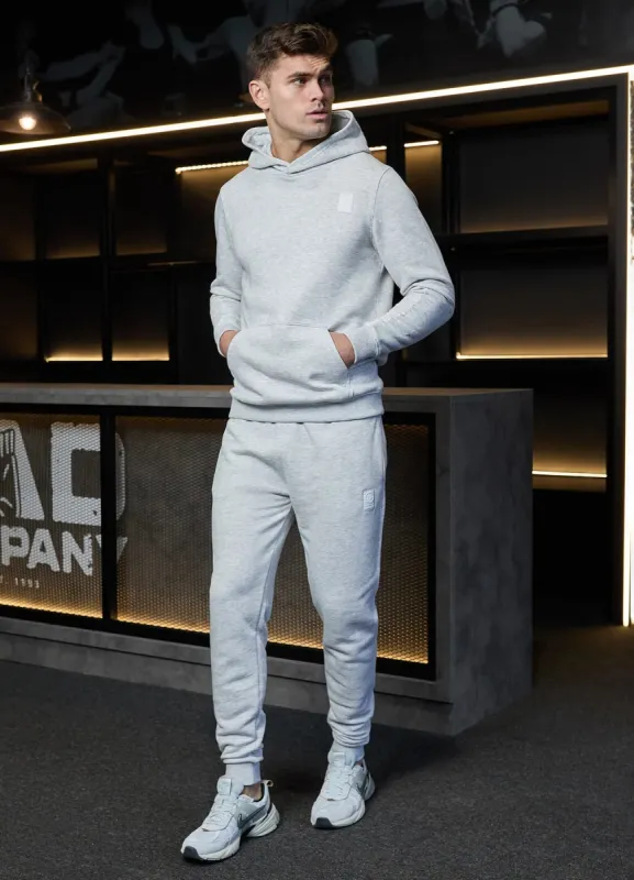 Gym King Emblem Fleece Hood Tracksuit - Snow Marl sold by The Gym King