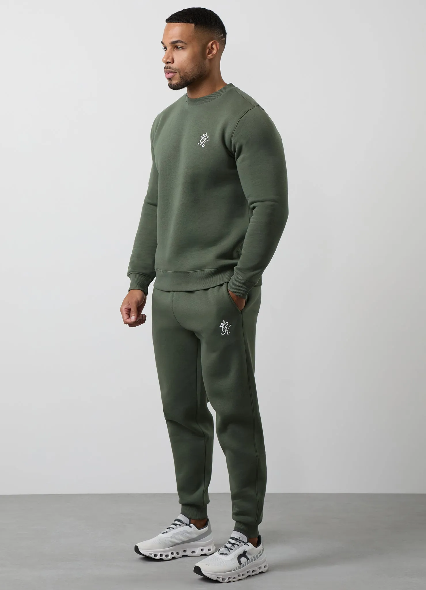 Gym King Fundamental Fleece Crew Tracksuit - Deep Olive sold by The Gym King