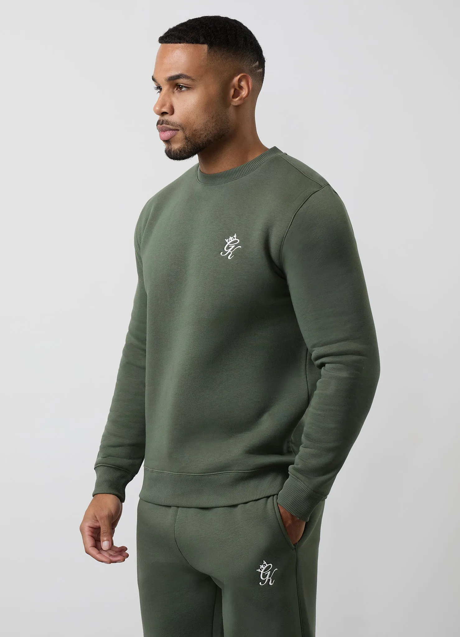 Gym King Fundamental Fleece Crew Tracksuit - Deep Olive sold by The Gym King product image thumbnail 5